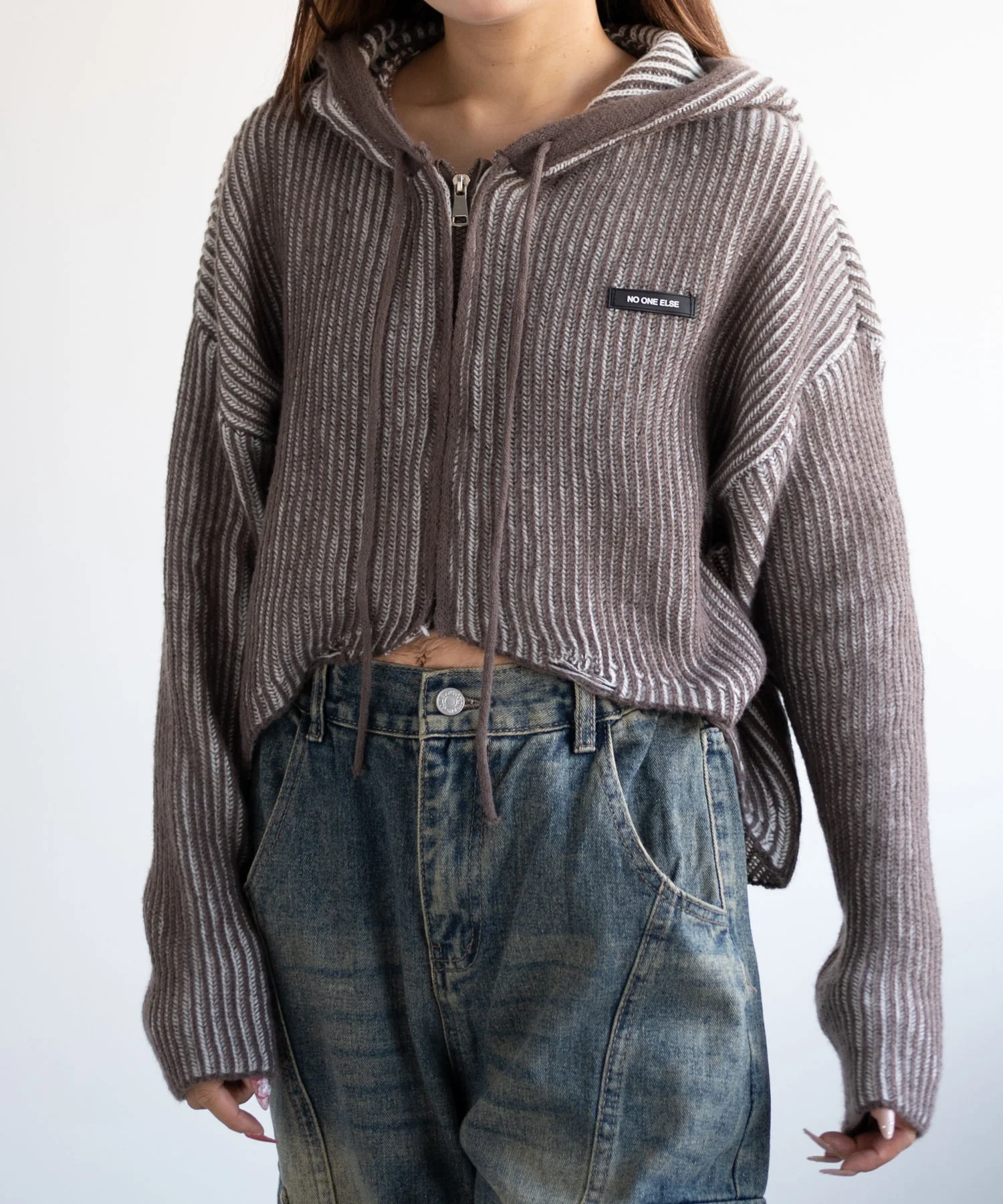 カーブヘムリブニットZIPパーカー - Image 10
