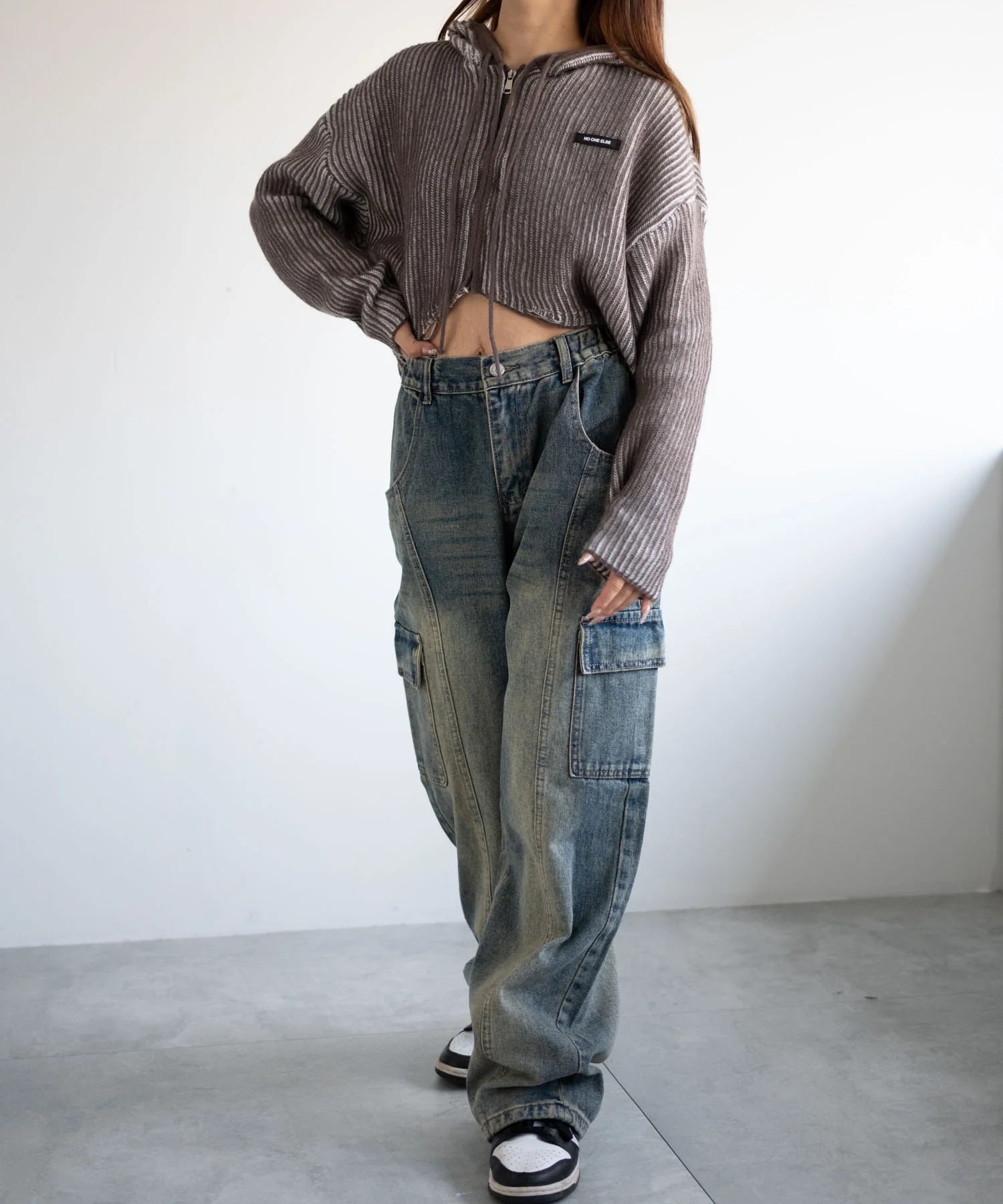 カーブヘムリブニットZIPパーカー - Image 12