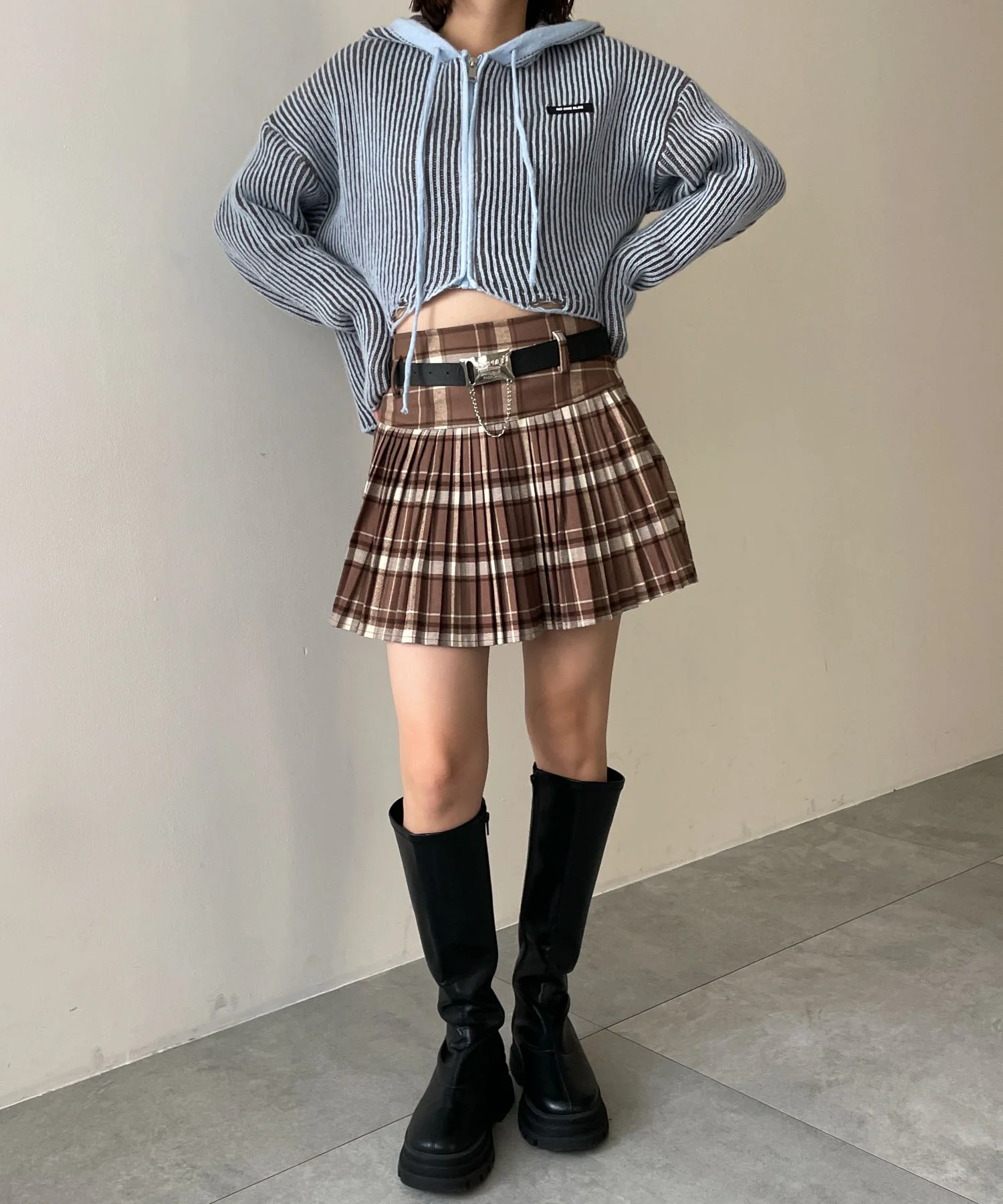 カーブヘムリブニットZIPパーカー - Image 3