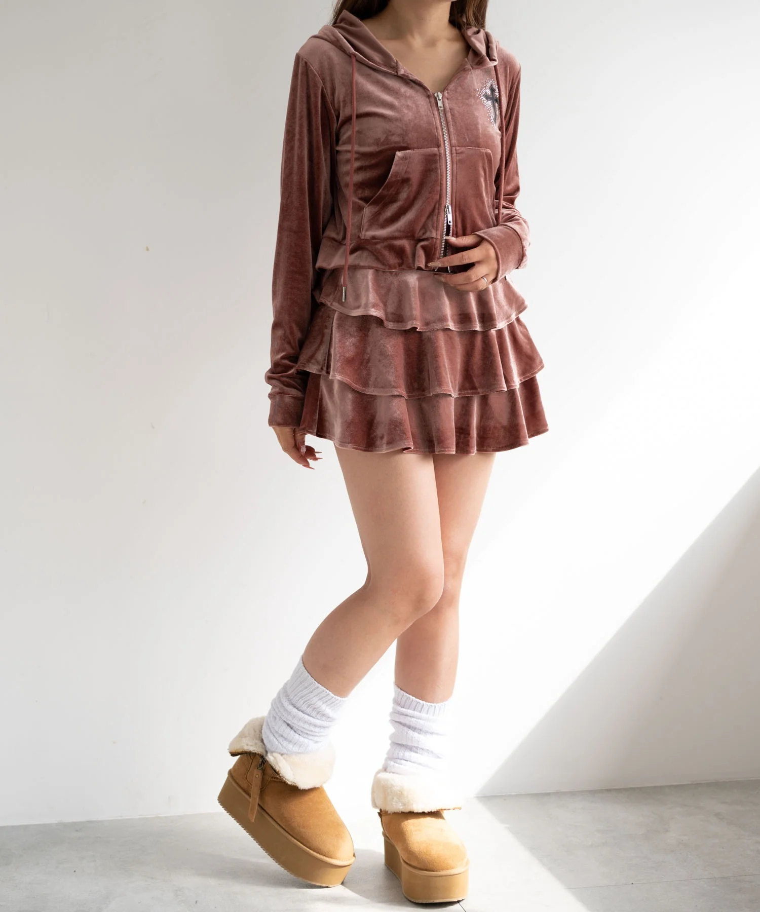 ラインストーンベロアWZIPパーカー - Image 10