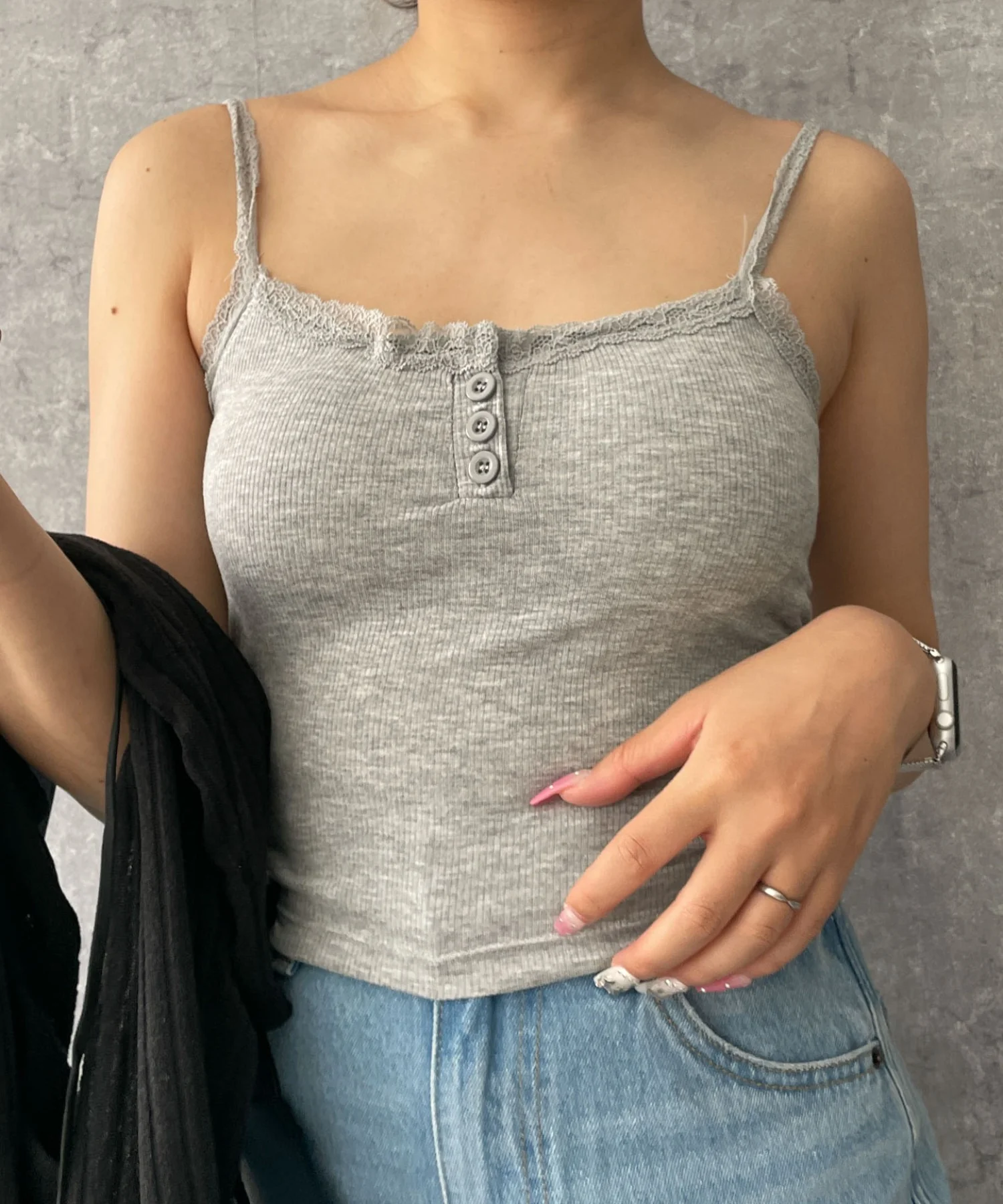 パット付きフロントボタンレースキャミ - Image 3