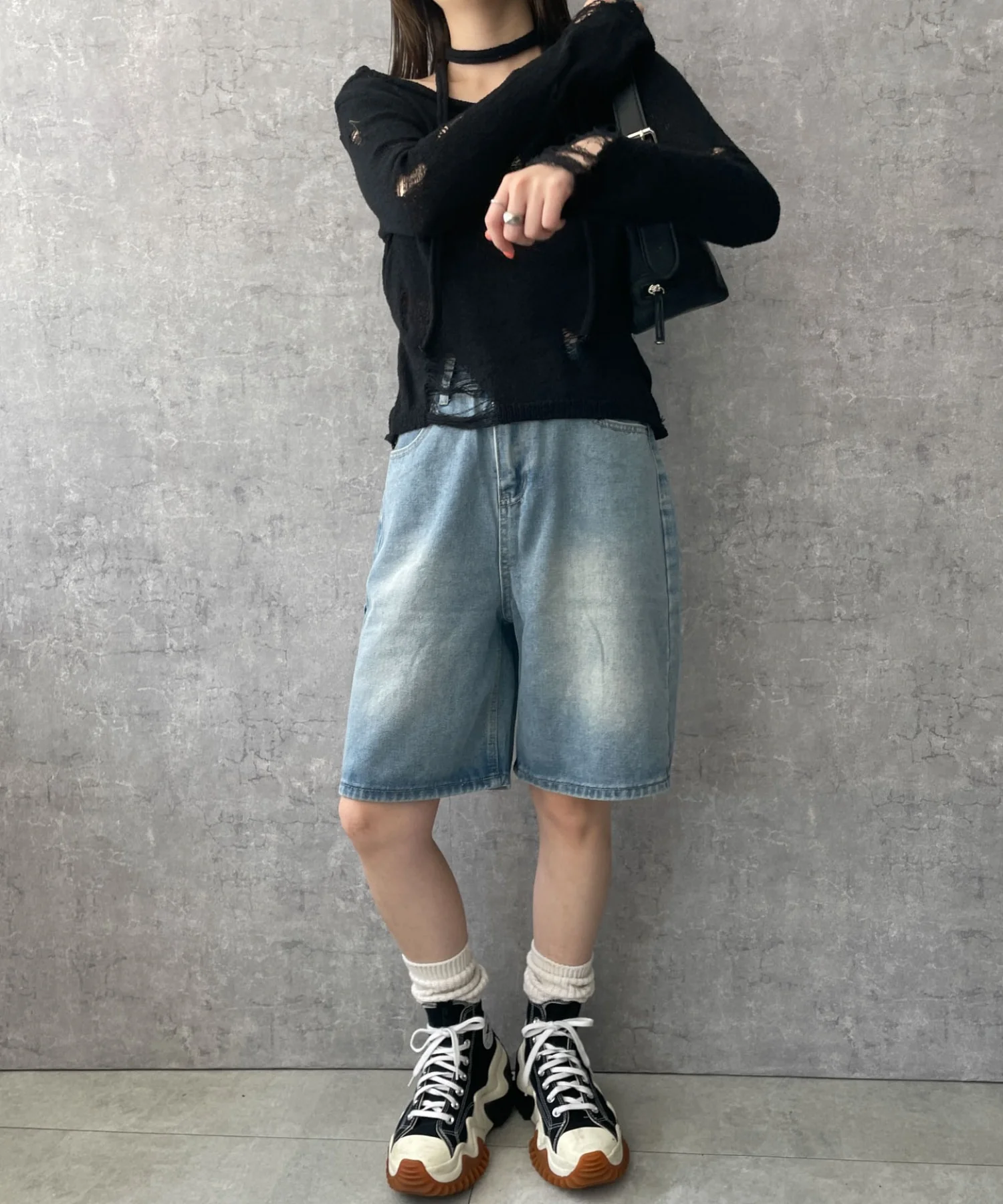 ワイドハーフデニムパンツ - Image 3