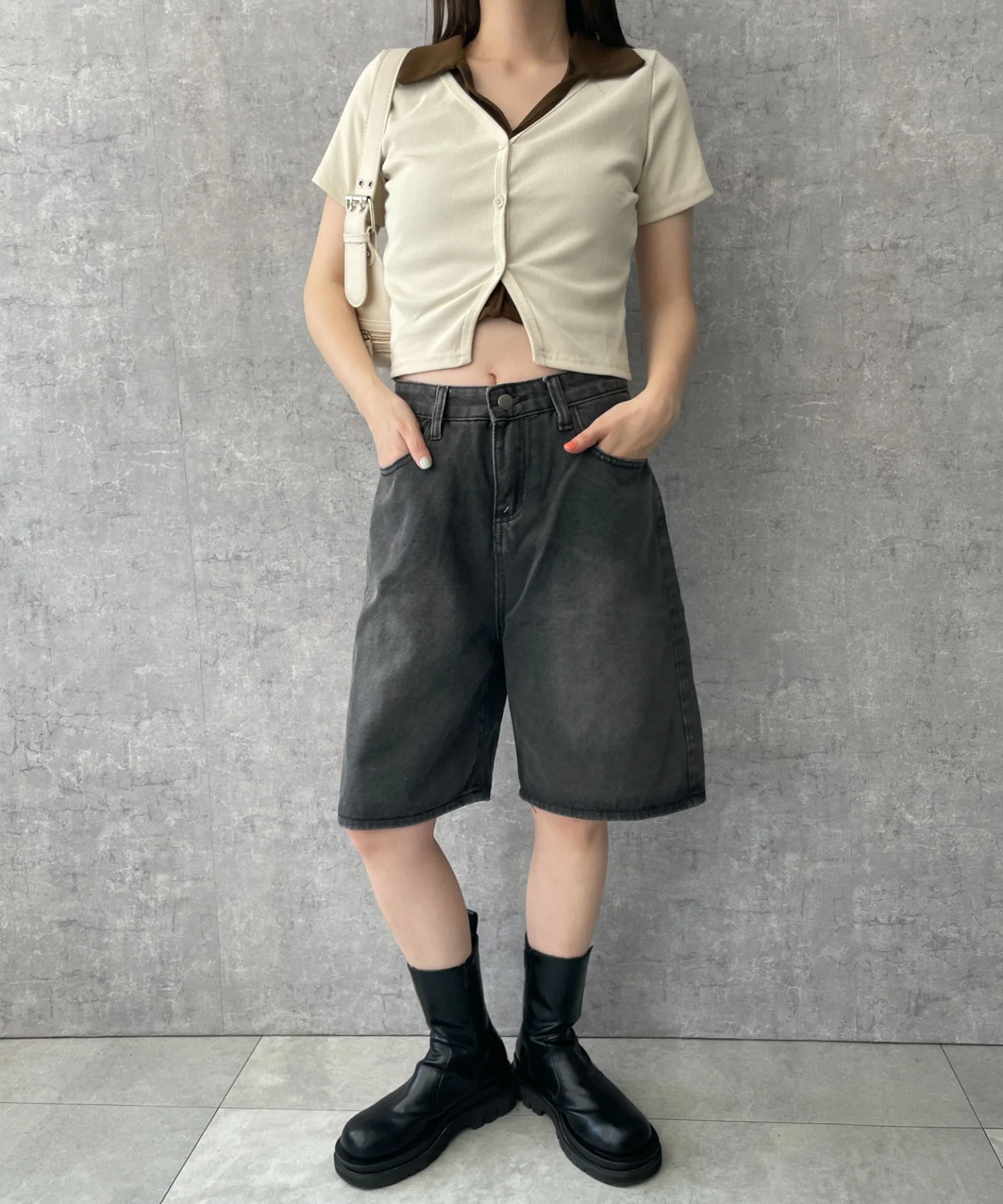 ワイドハーフデニムパンツ - Image 4