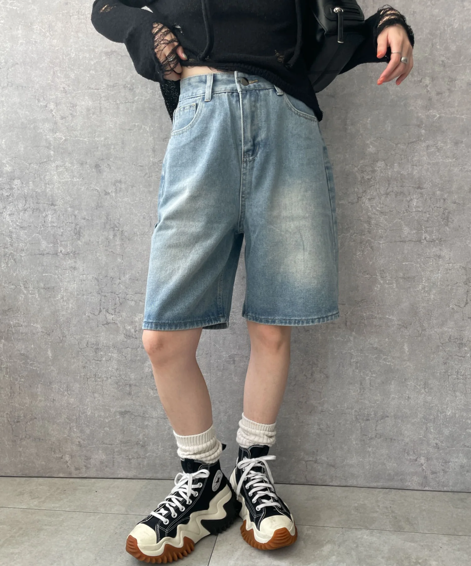 ワイドハーフデニムパンツ - Image 5