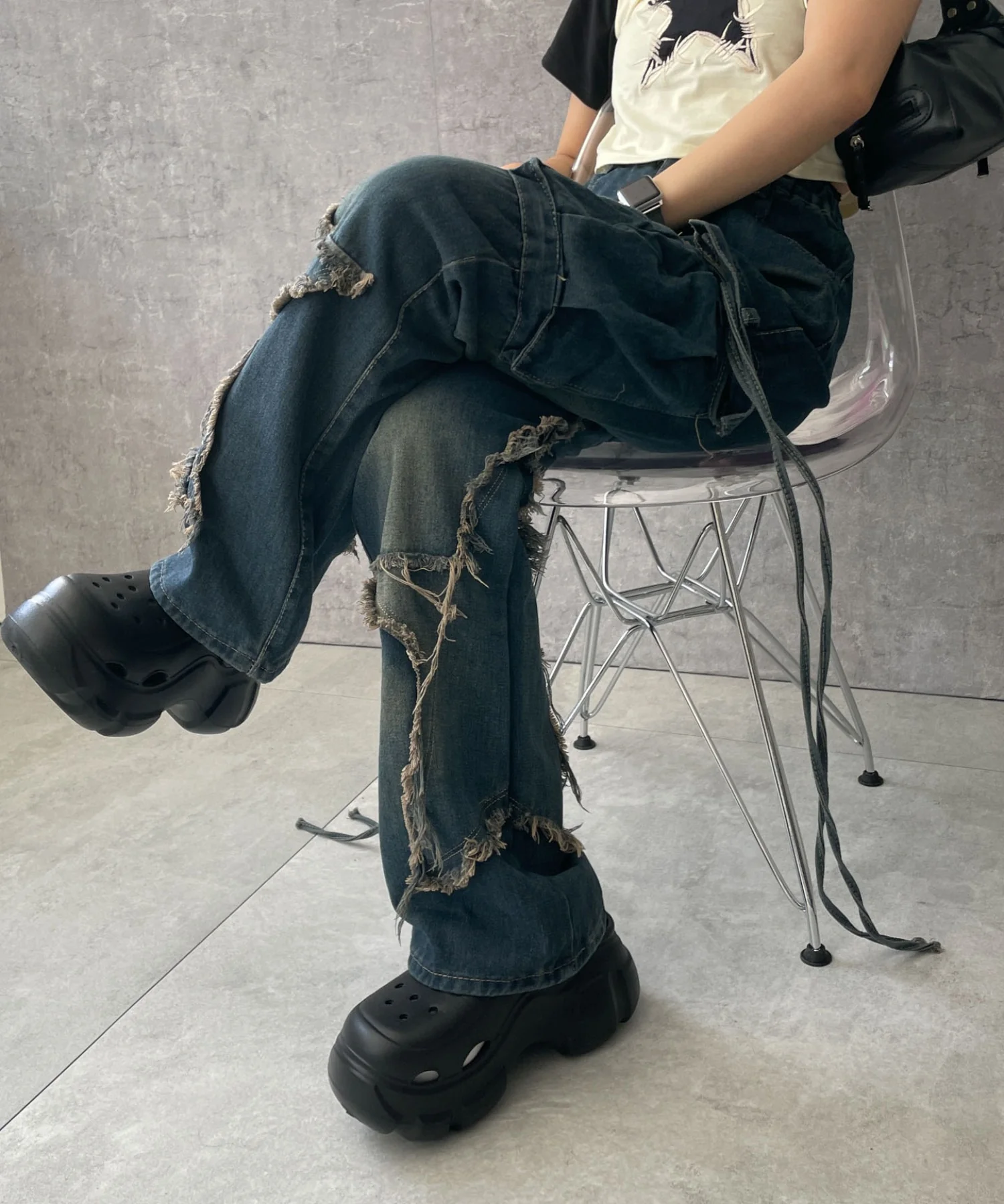 スターポケットデニムパンツ