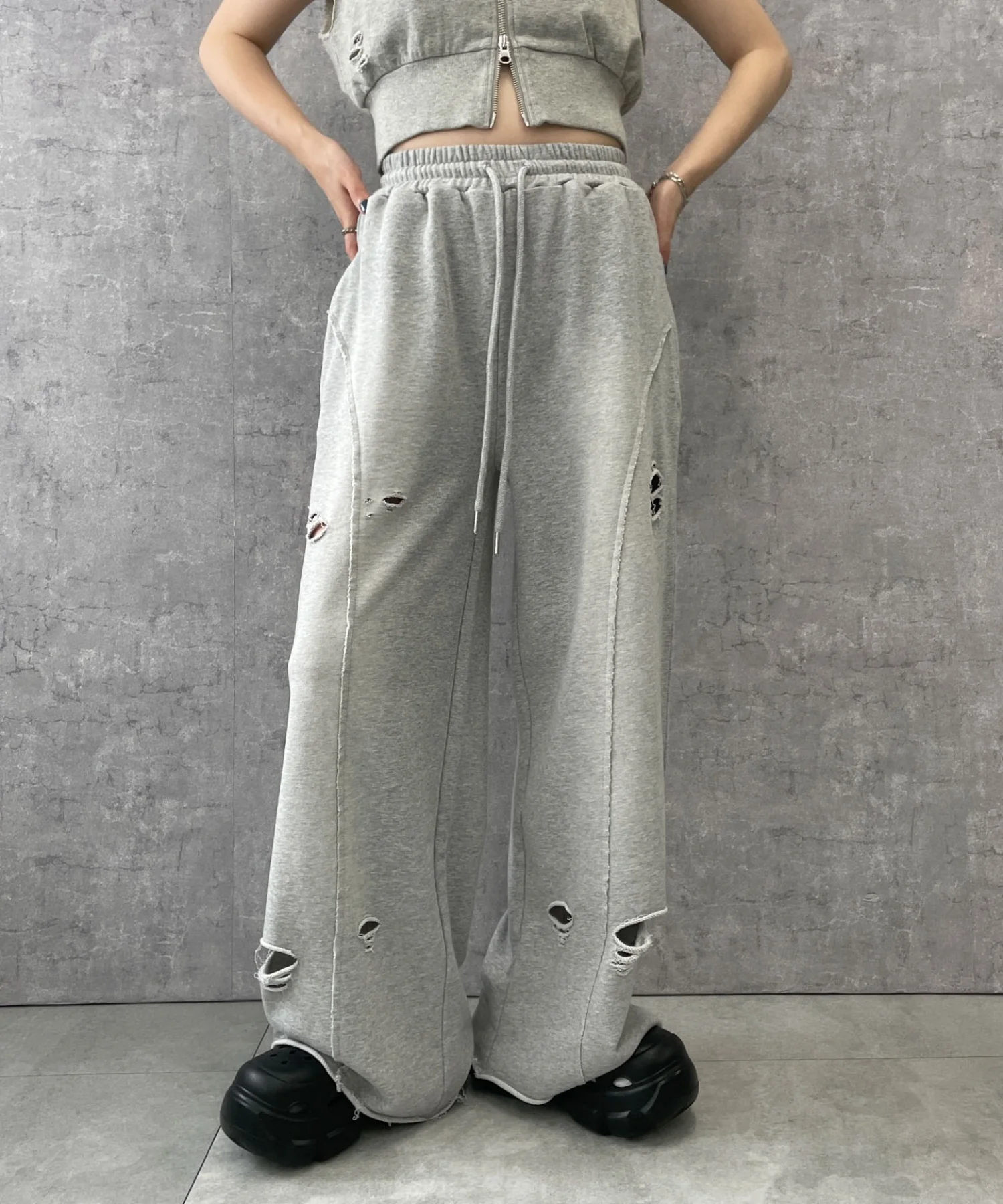 ヴィンテージウォッシュスウェットワイドパンツ
