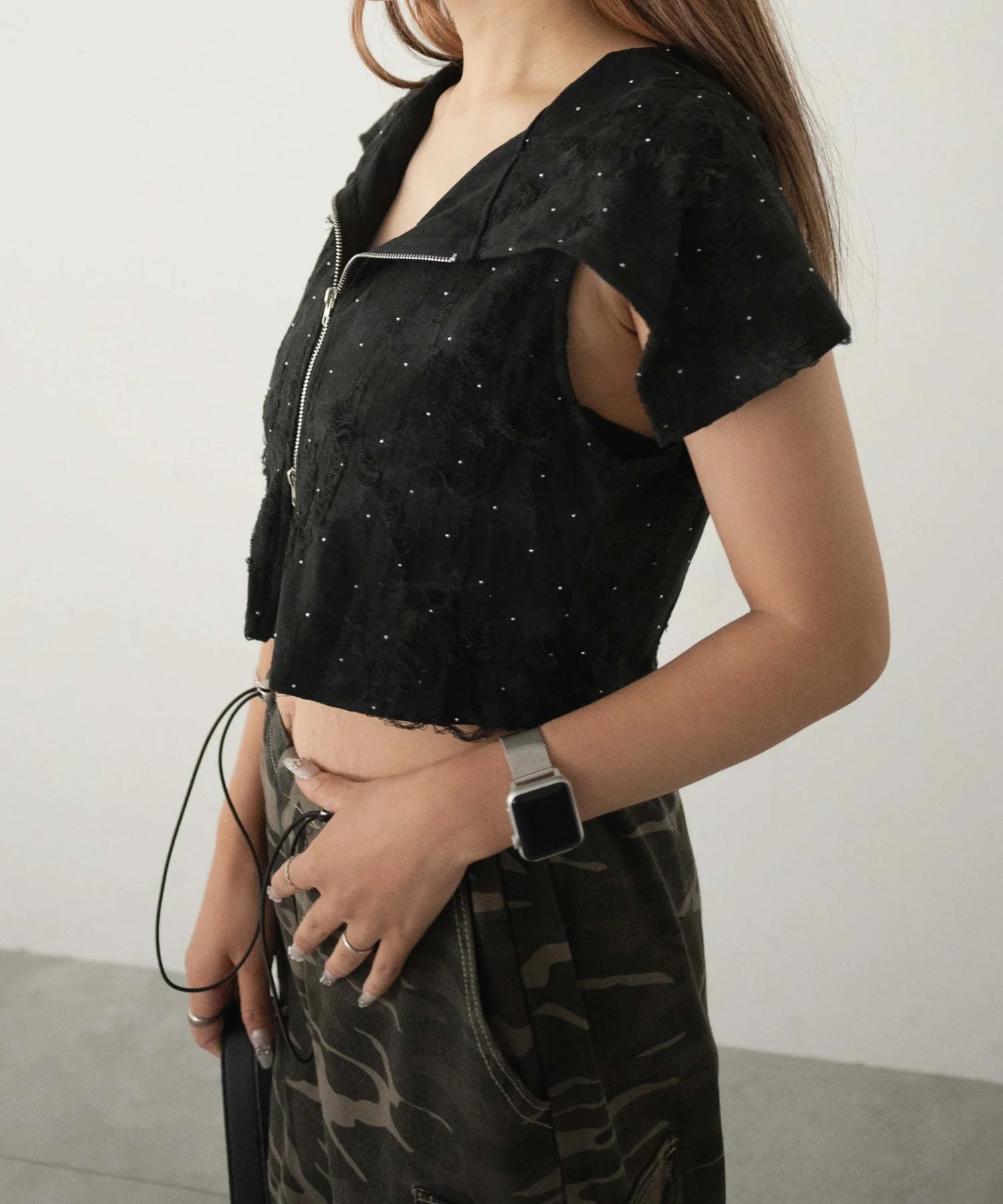 NSダメージWジップトップス - Image 4