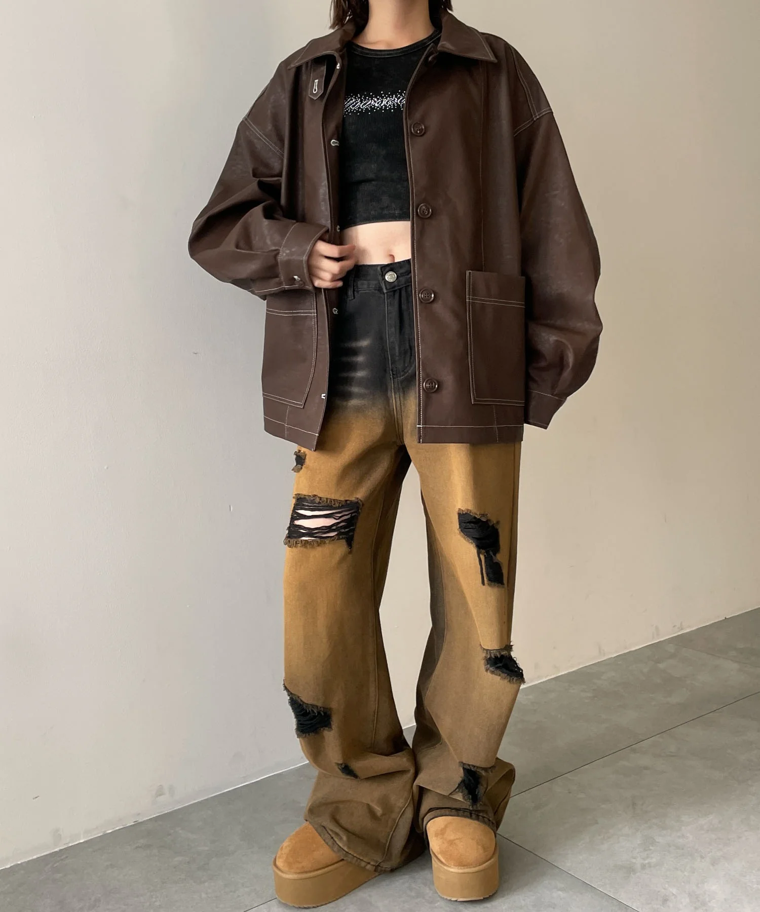 配色ステッチカバーオール - Image 10