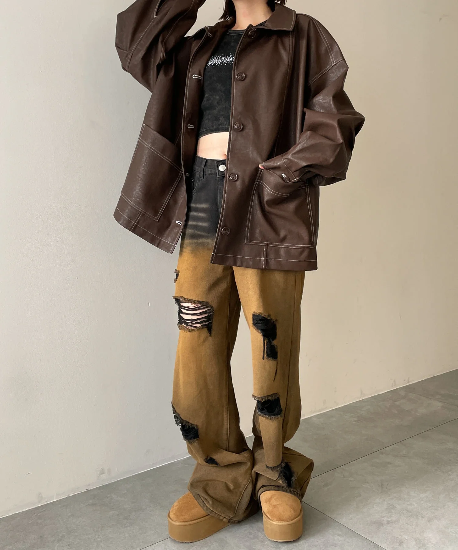 配色ステッチカバーオール - Image 3