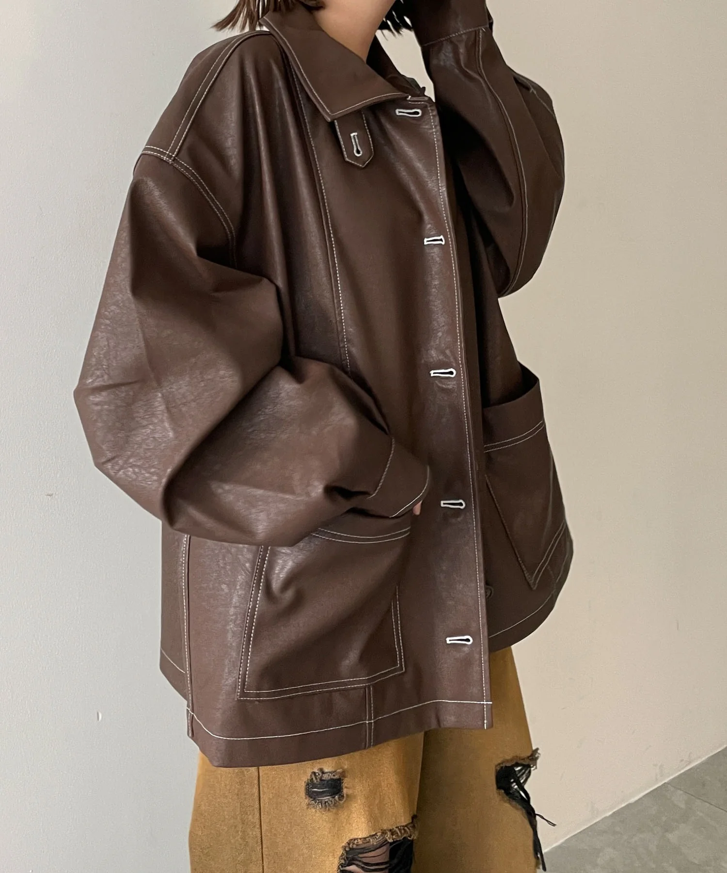 配色ステッチカバーオール - Image 6