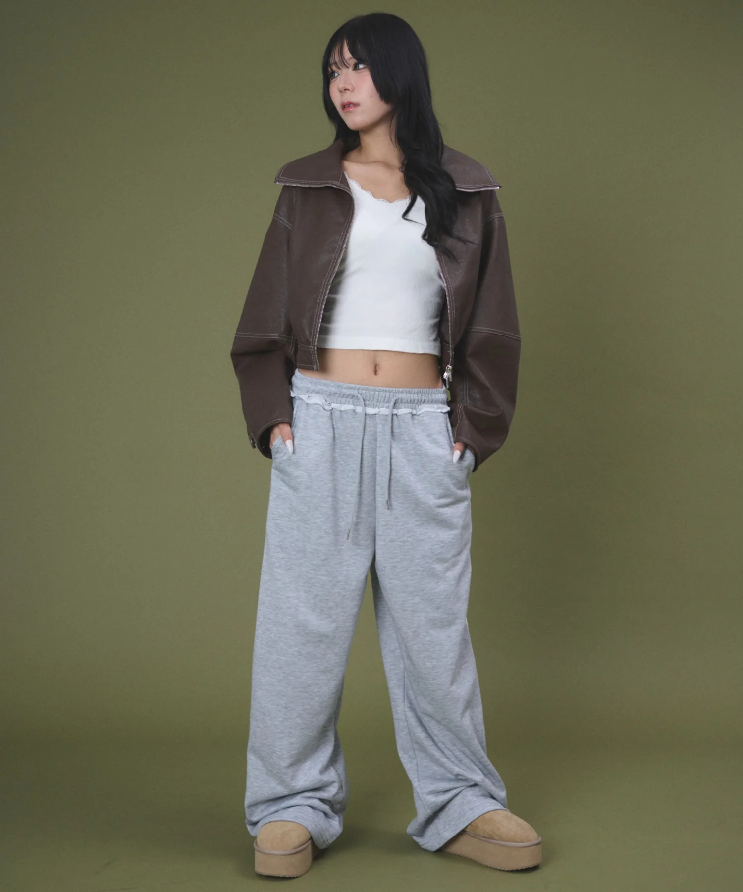 配色ステッチWZIPショートブルゾン - Image 11