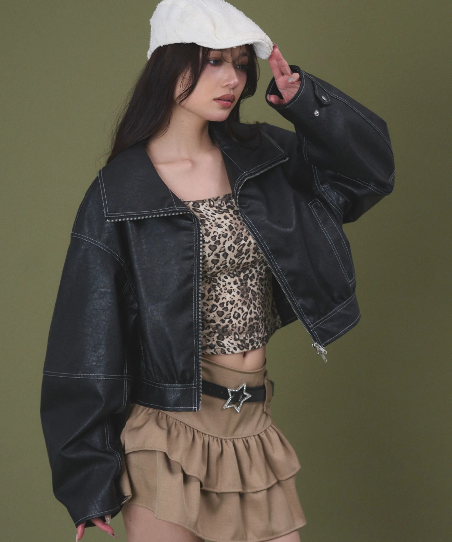 配色ステッチWZIPショートブルゾン - Image 13