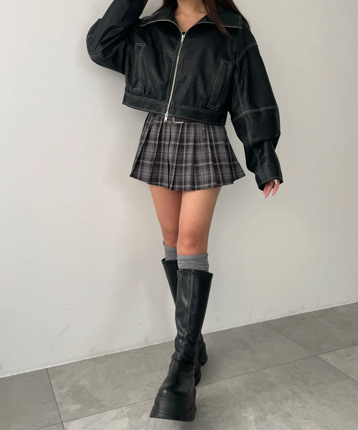 配色ステッチWZIPショートブルゾン - Image 22