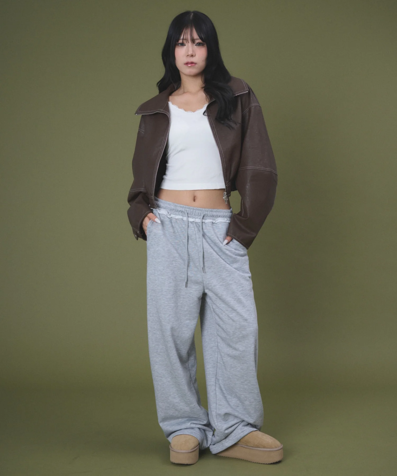 配色ステッチWZIPショートブルゾン - Image 5