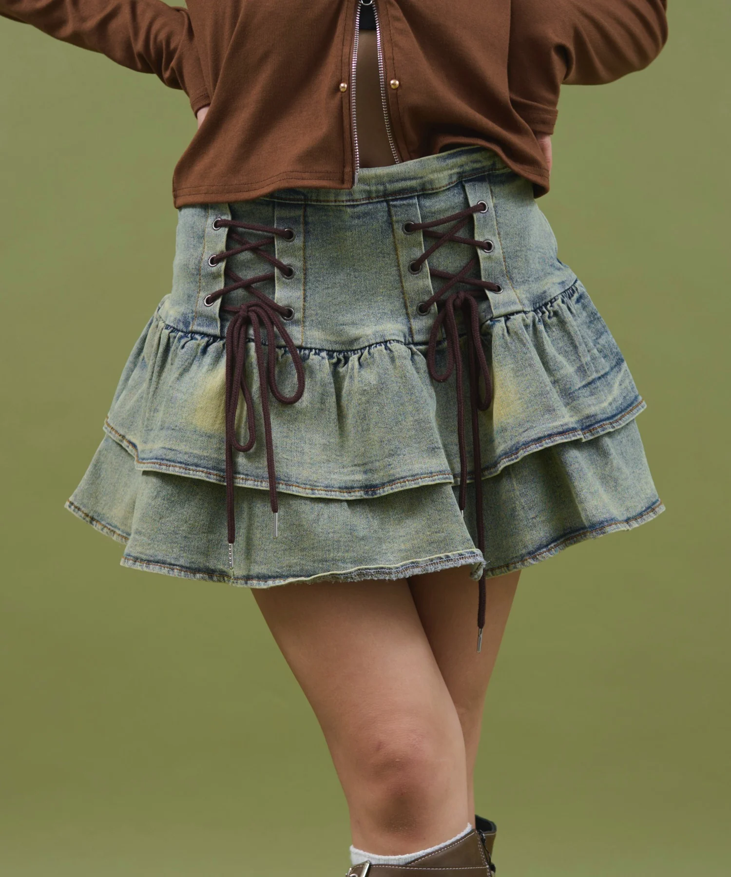 レースアップティアードミニスカパン - Image 4