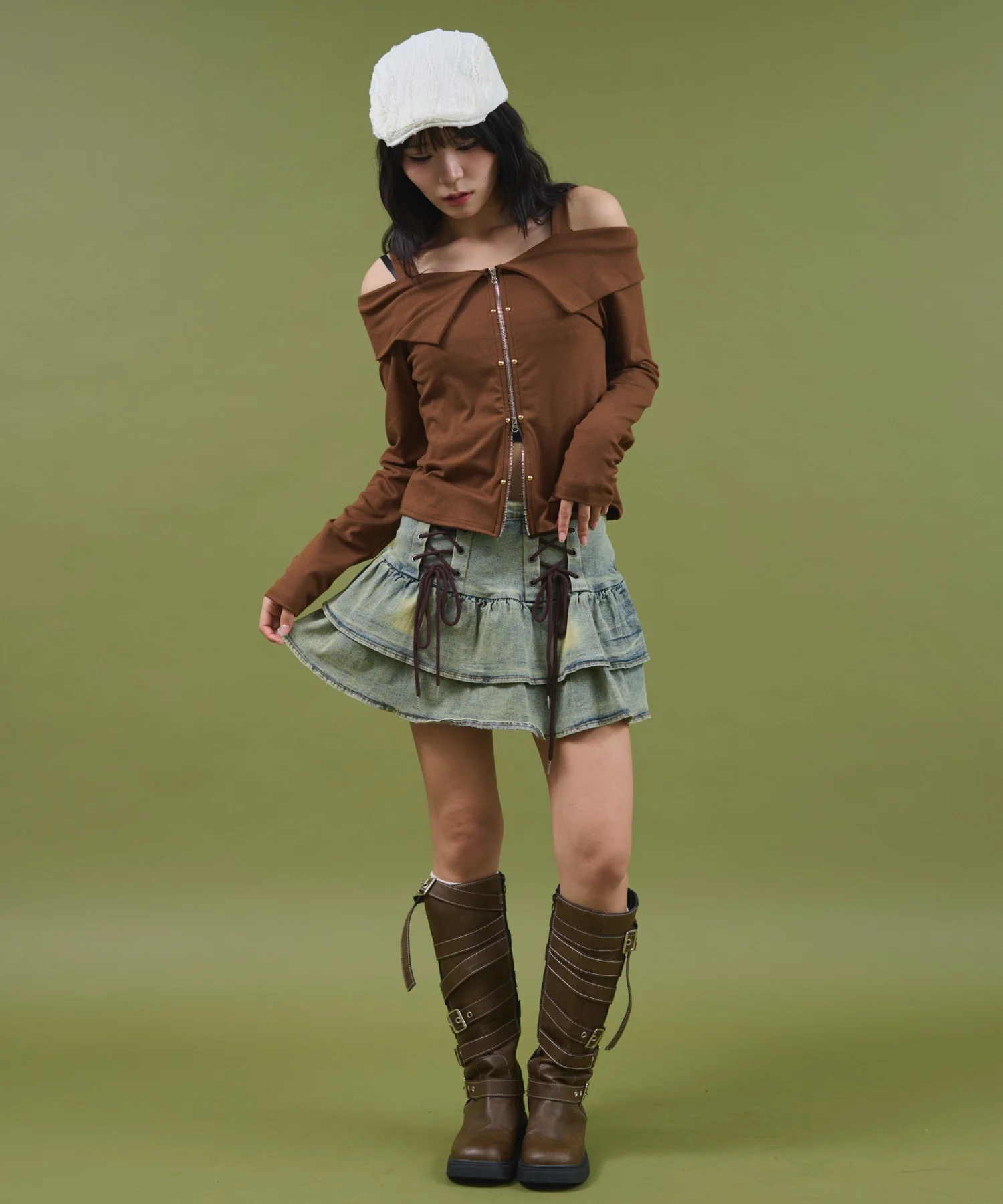 レースアップティアードミニスカパン - Image 5