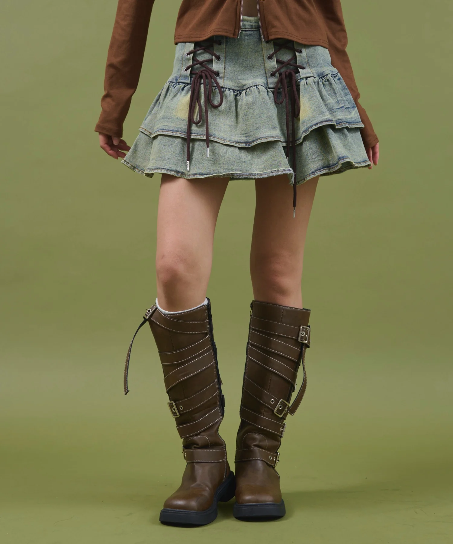 レースアップティアードミニスカパン - Image 6