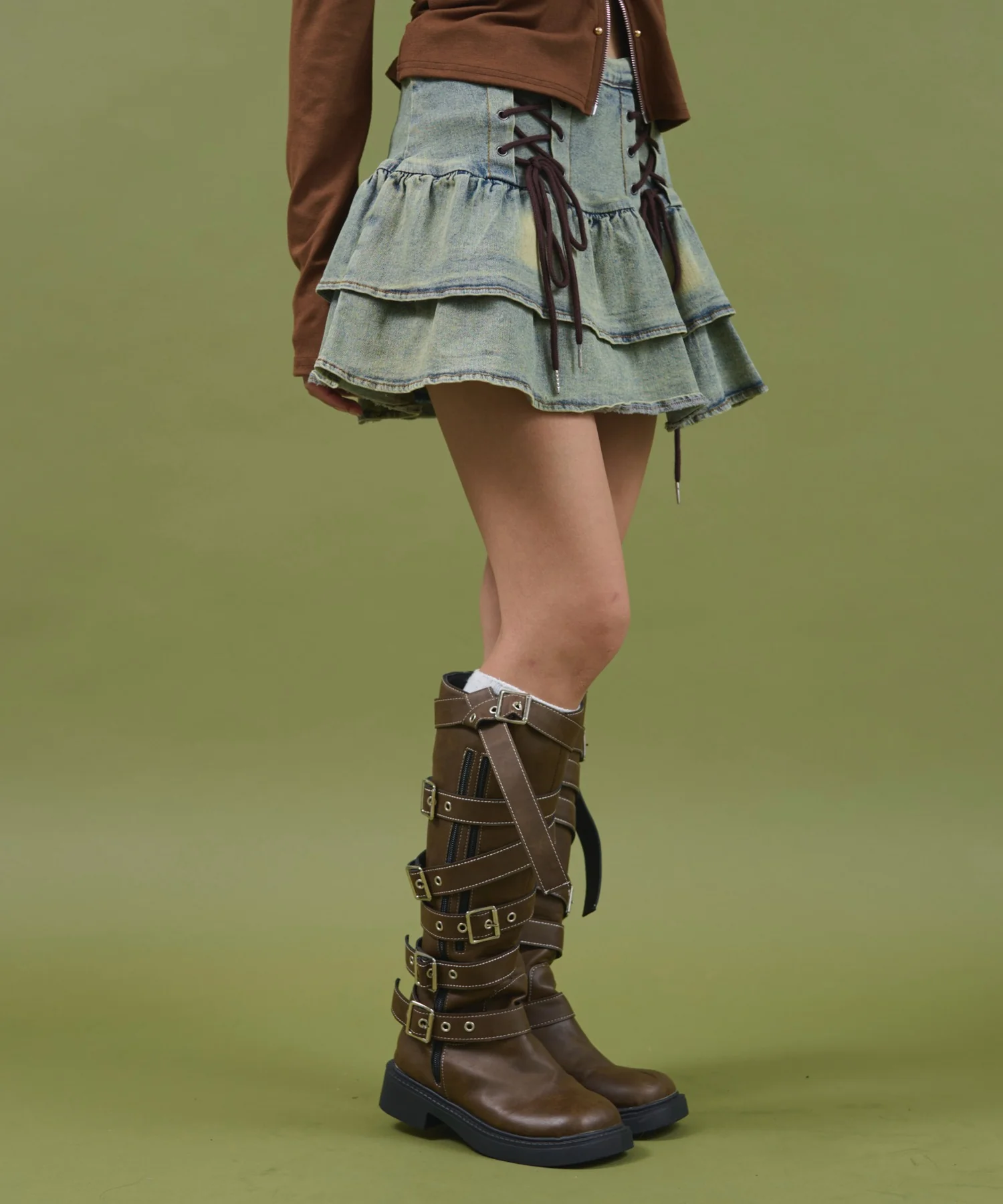 レースアップティアードミニスカパン - Image 9