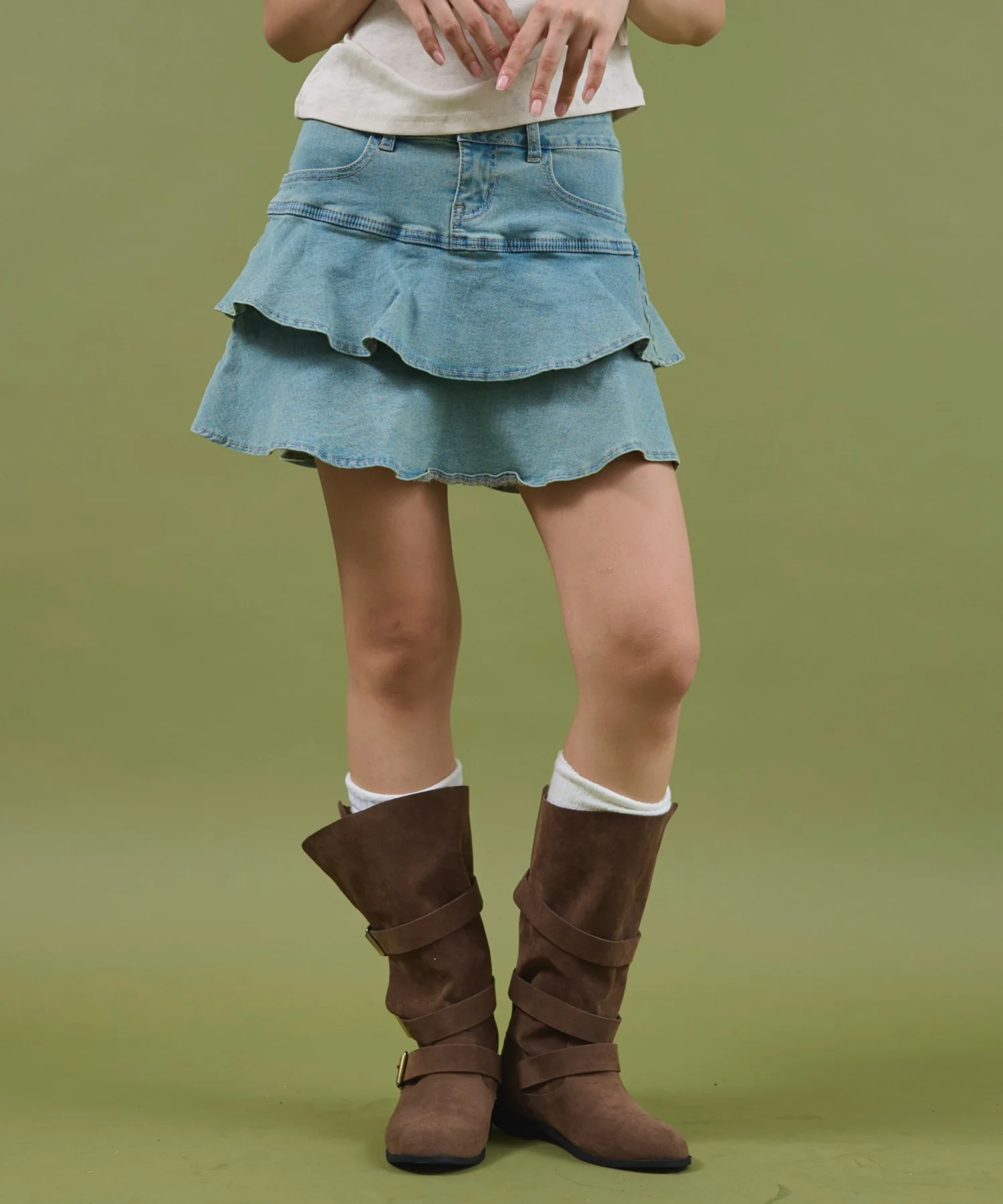 ティアードデニムミニスカパン - Image 4
