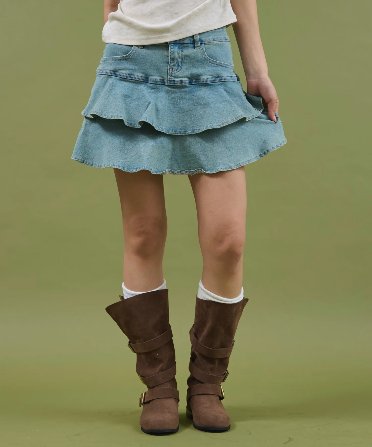 ティアードデニムミニスカパン - Image 5
