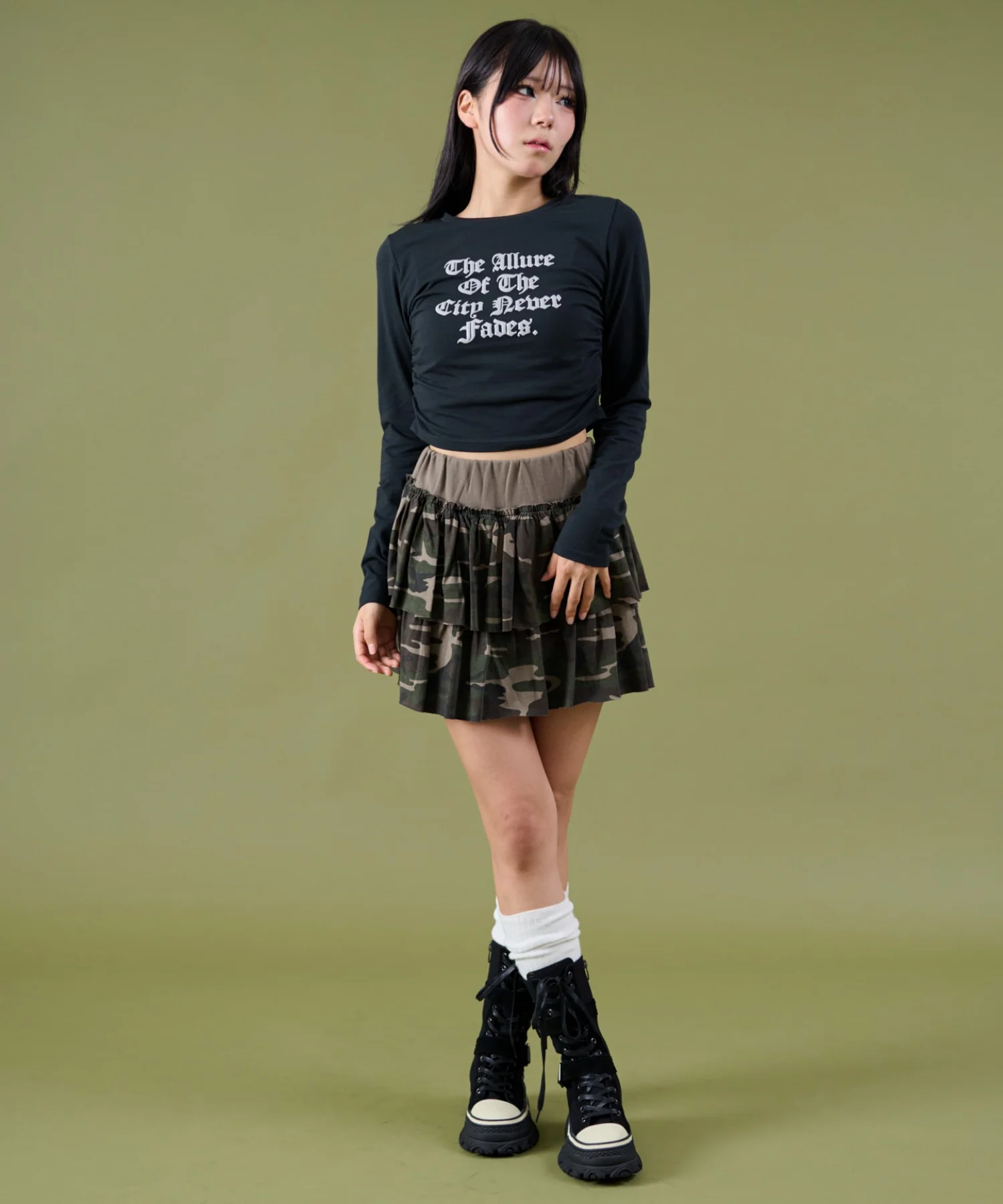 サイドギャザーレターロゴロンT - Image 11