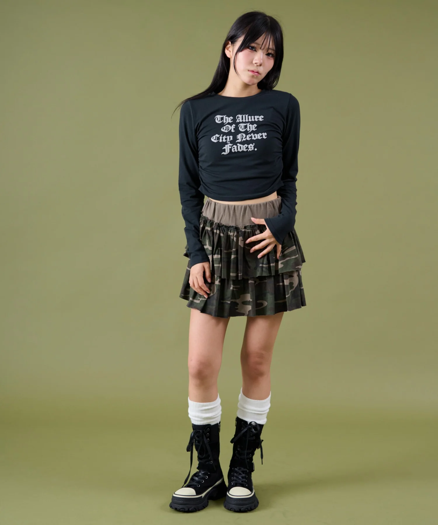 サイドギャザーレターロゴロンT - Image 4