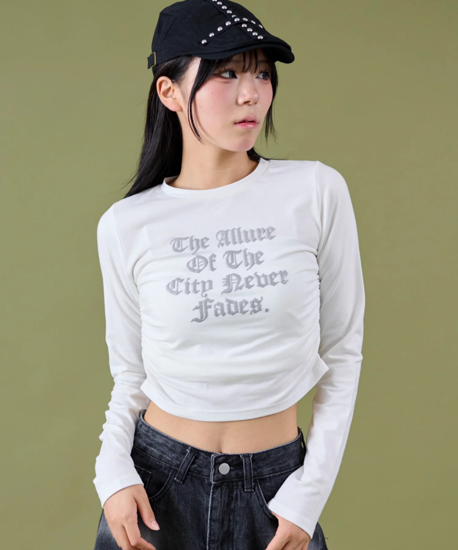 サイドギャザーレターロゴロンT - Image 5