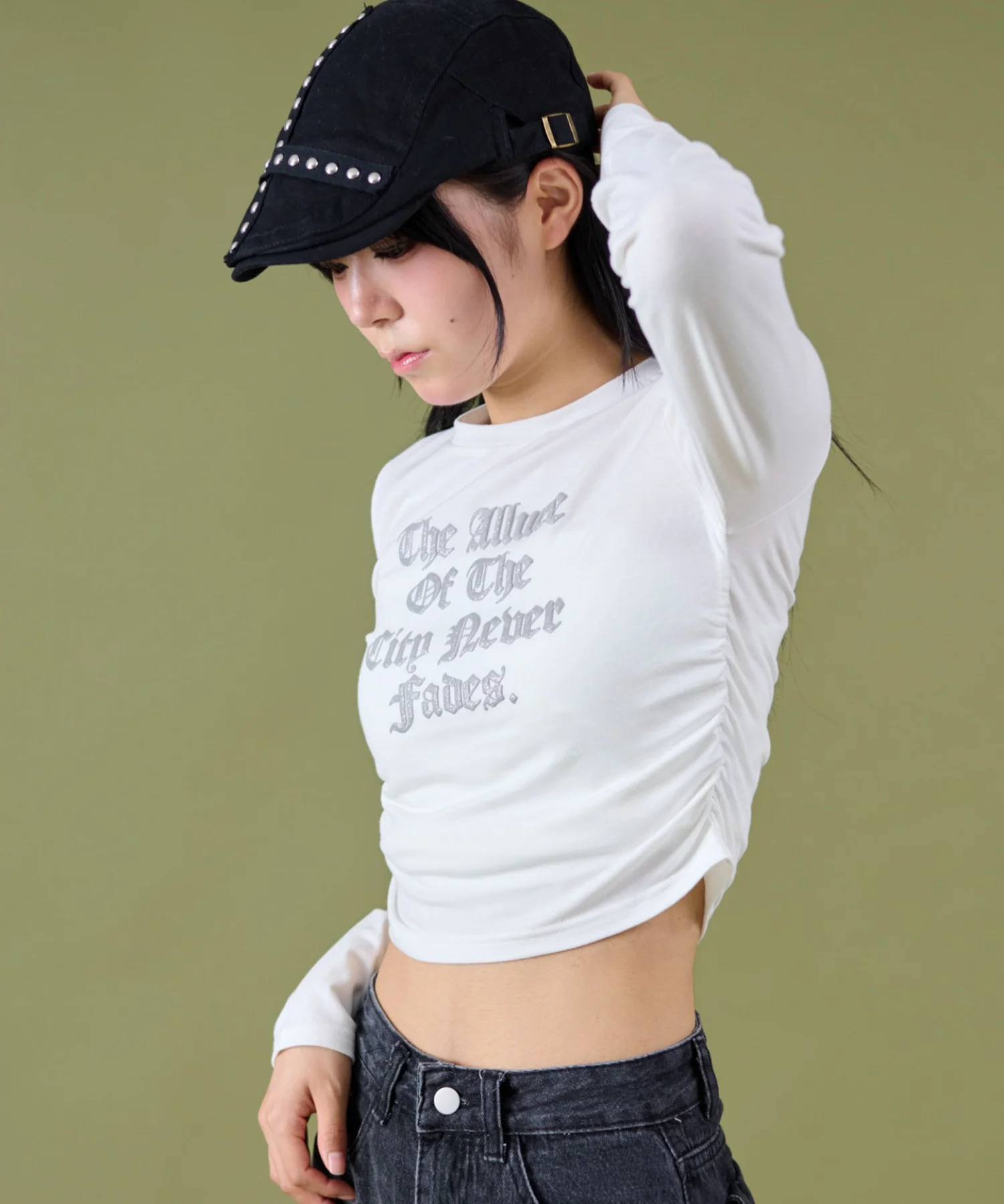 サイドギャザーレターロゴロンT - Image 6