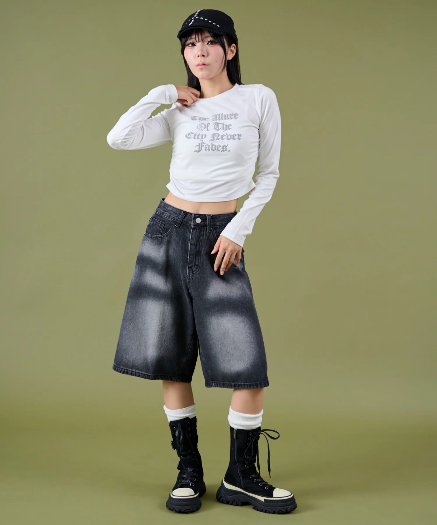 サイドギャザーレターロゴロンT - Image 8