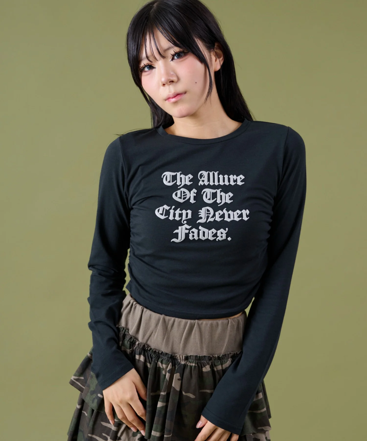 サイドギャザーレターロゴロンT - Image 9