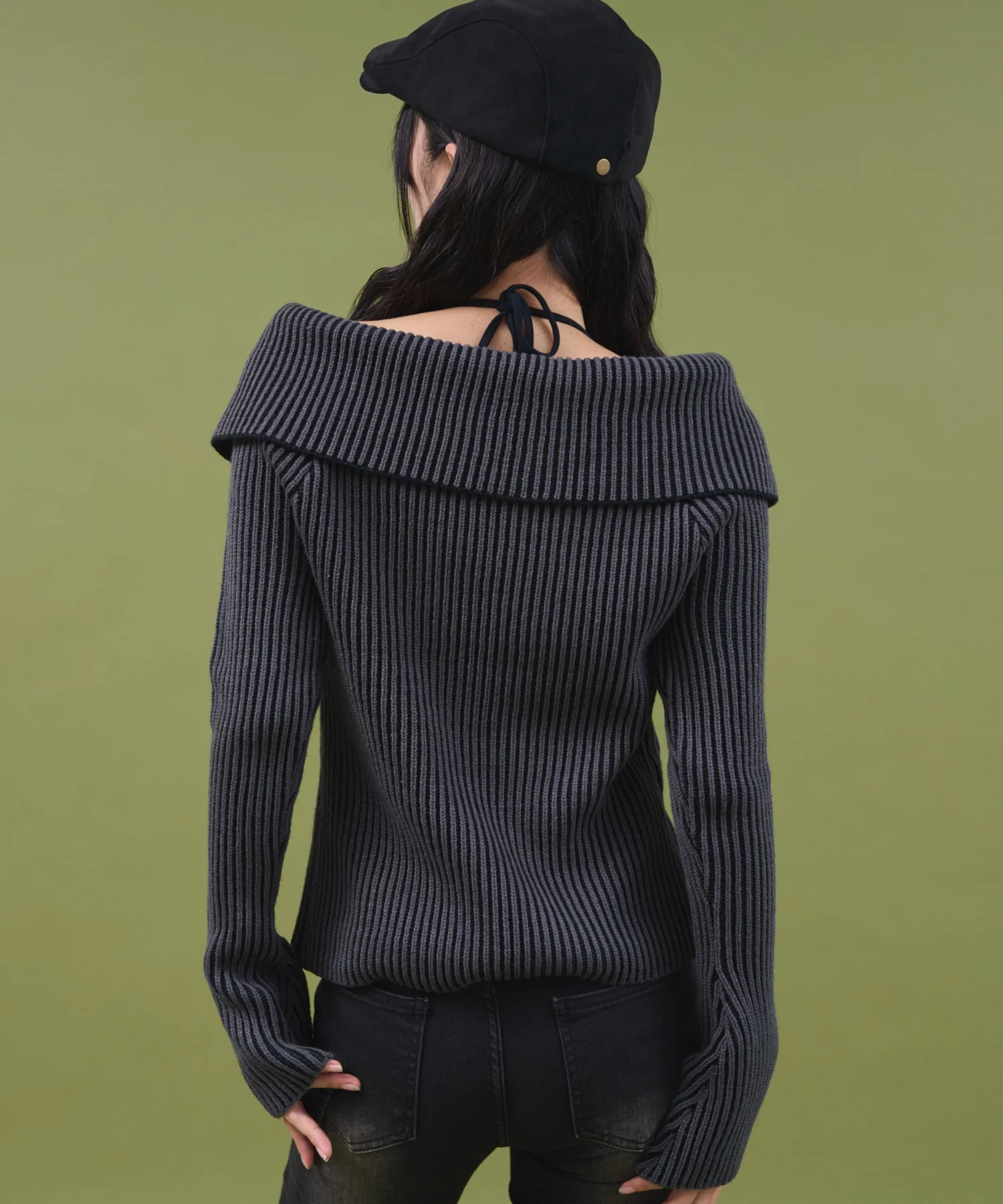 オフショルダブルジップニット - Image 6