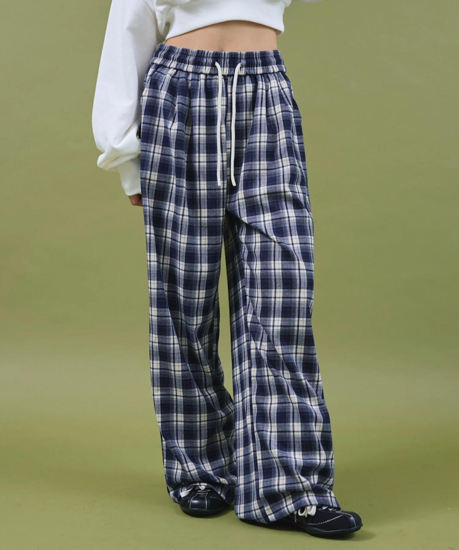 ワイドルーズチェックパンツ