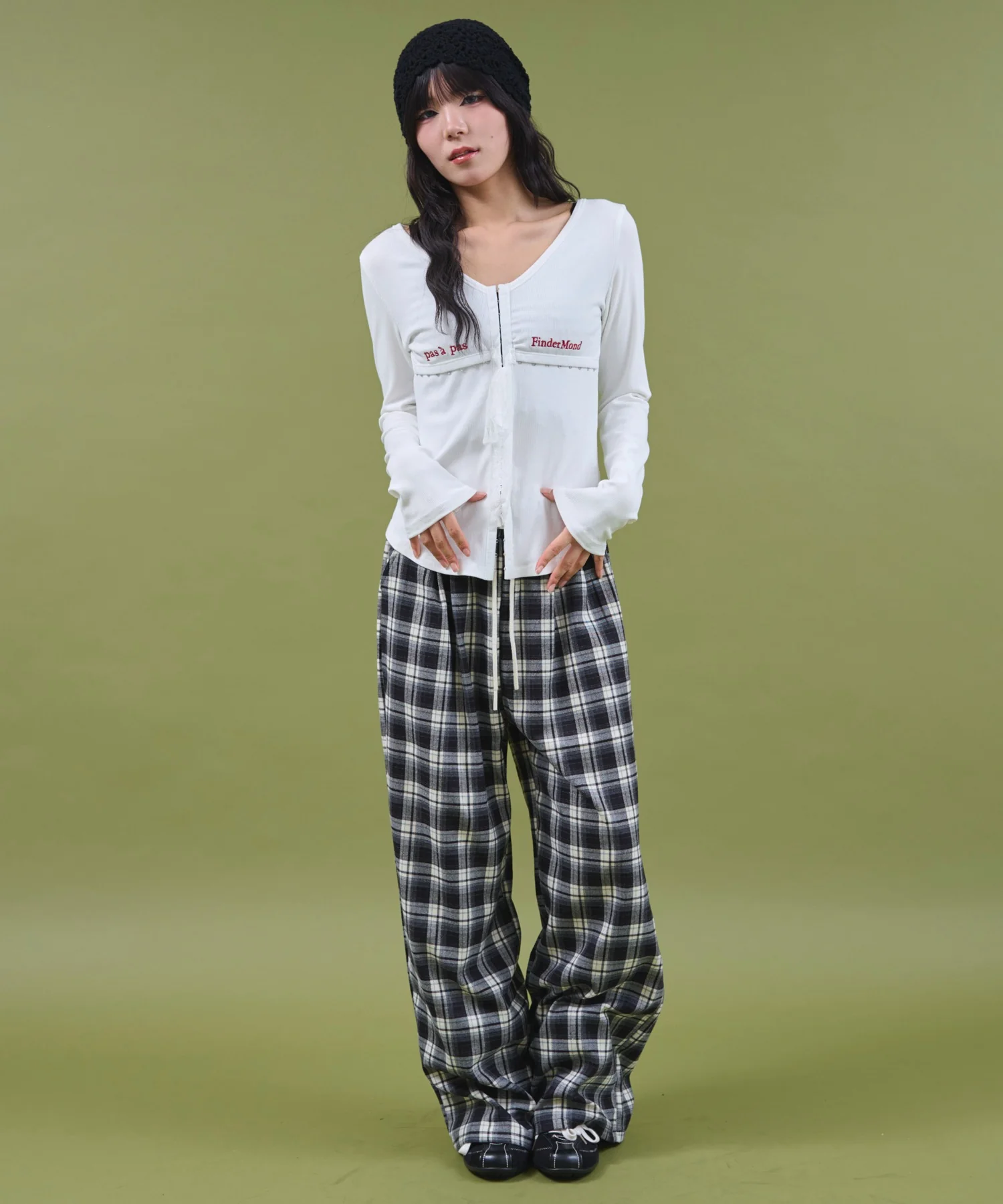 ワイドルーズチェックパンツ - Image 10
