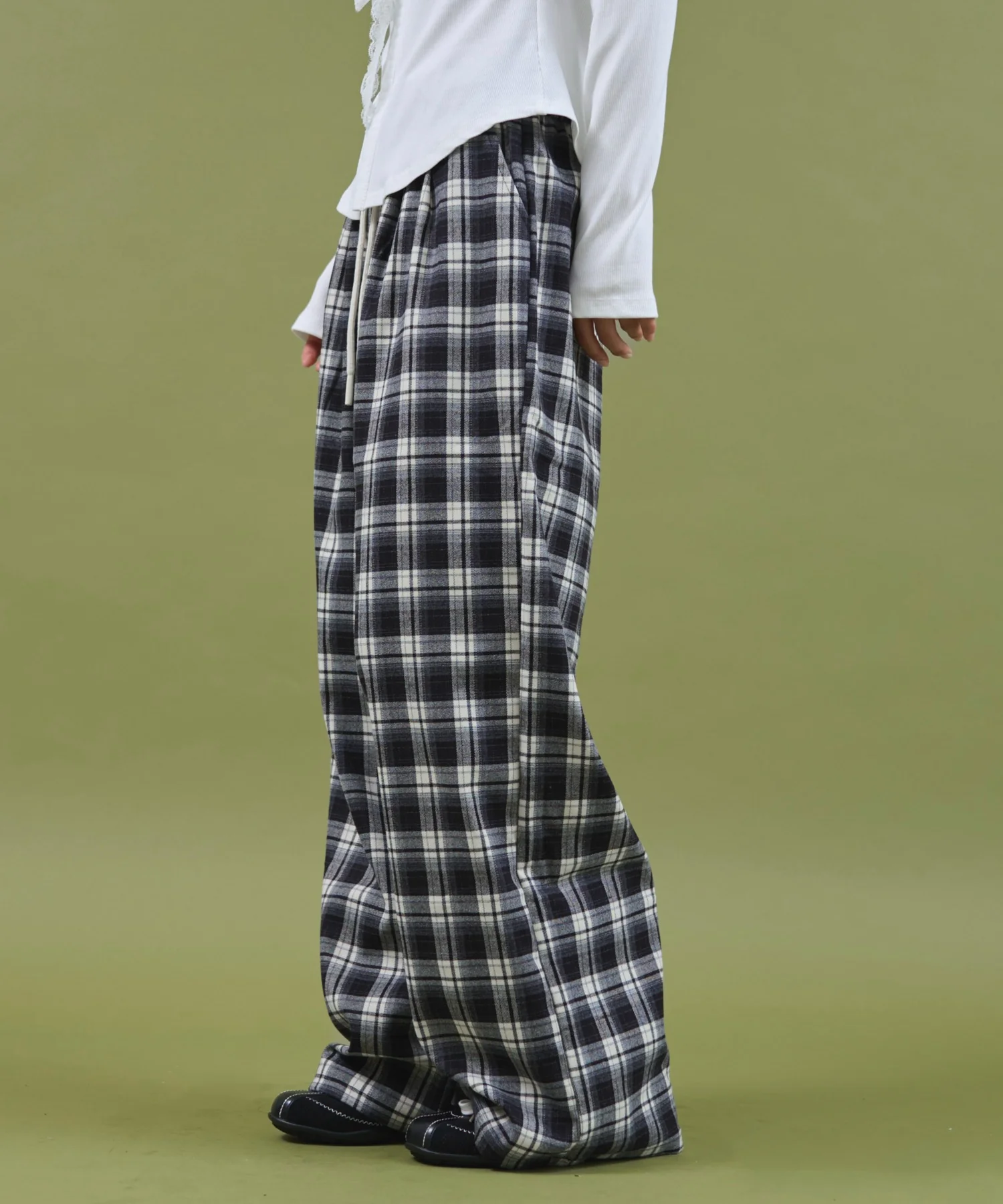 ワイドルーズチェックパンツ - Image 8