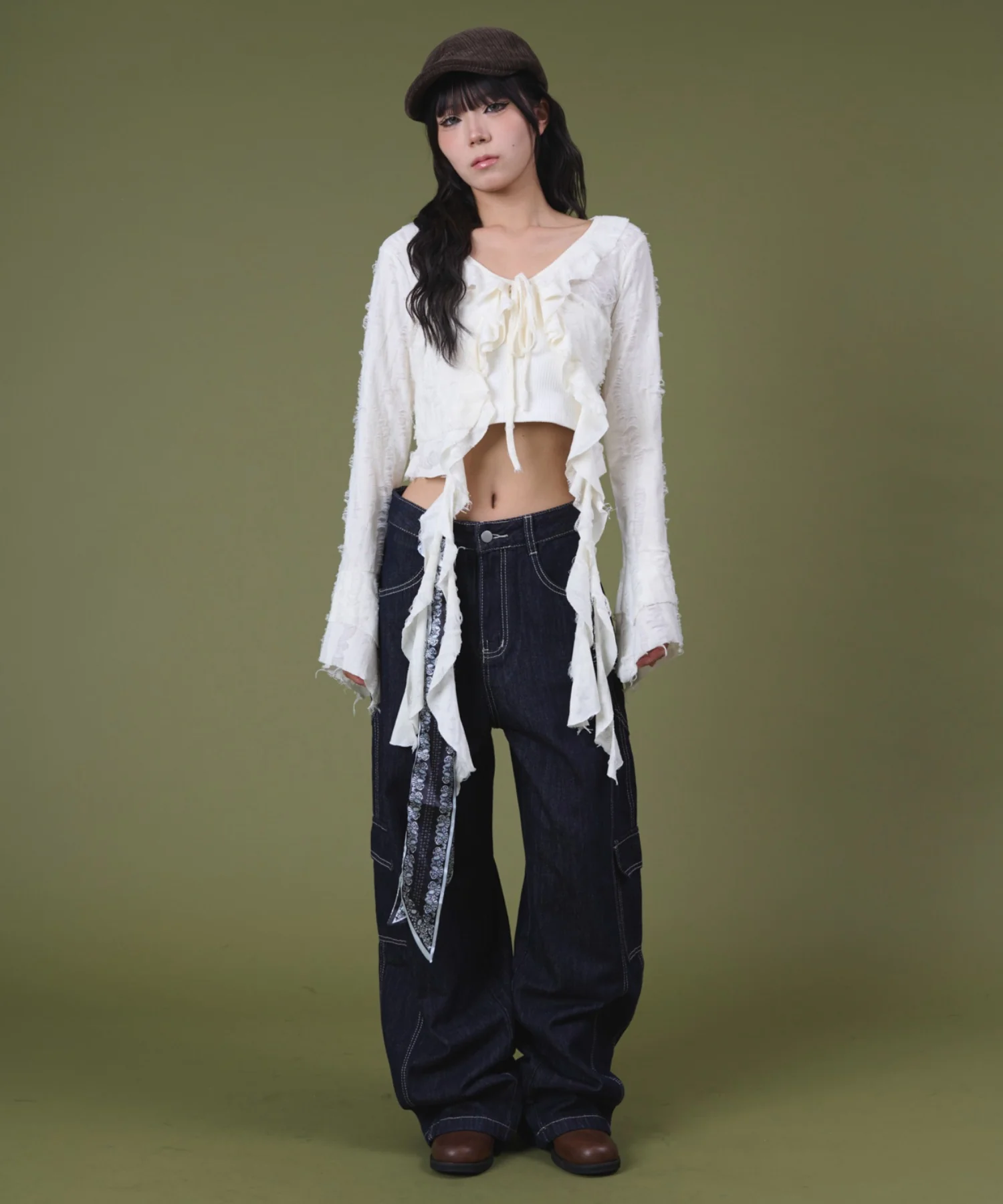 バンダナ付きリジットワイドデニム - Image 7