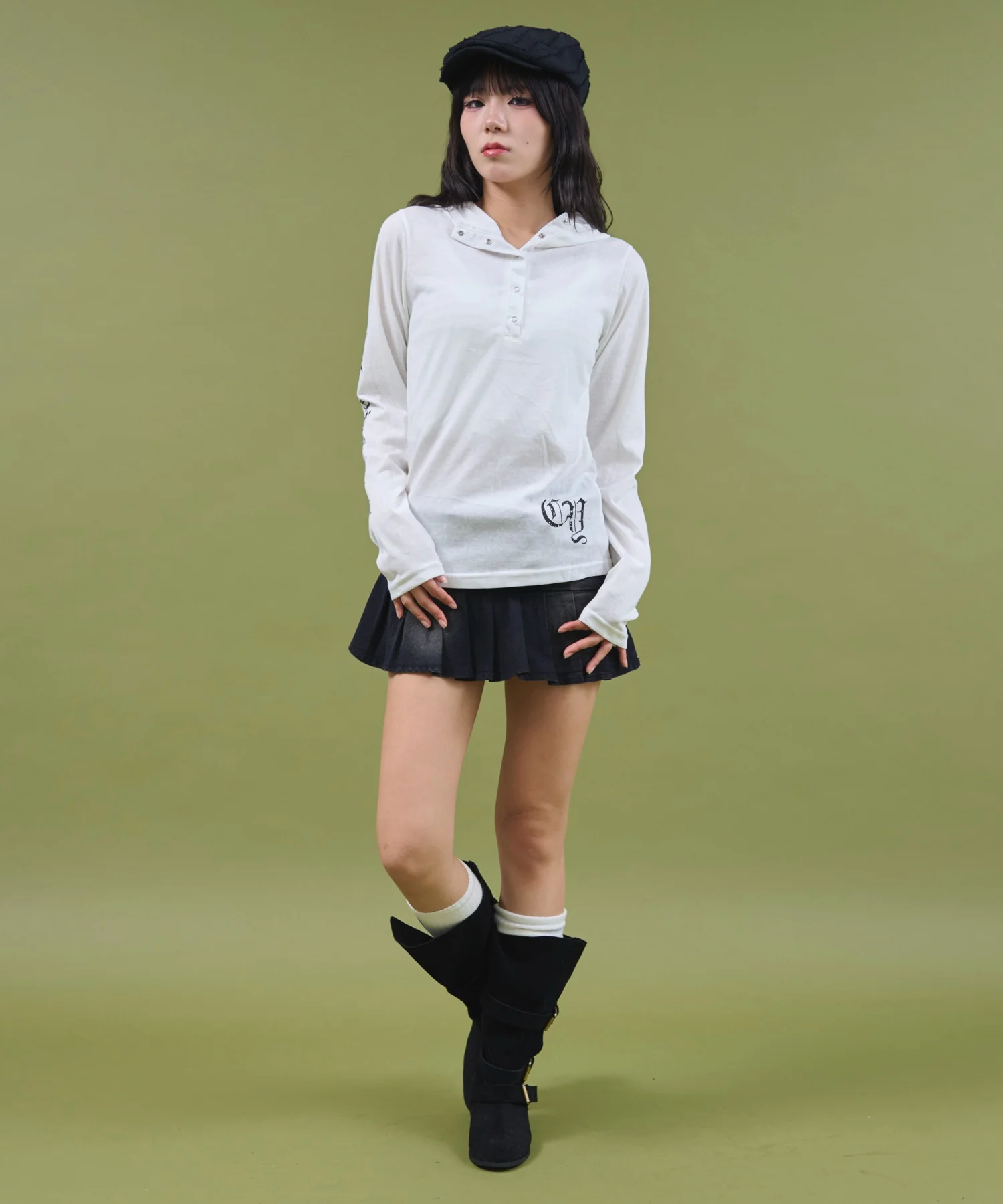 キーネックロゴデザインフーディー - Image 3