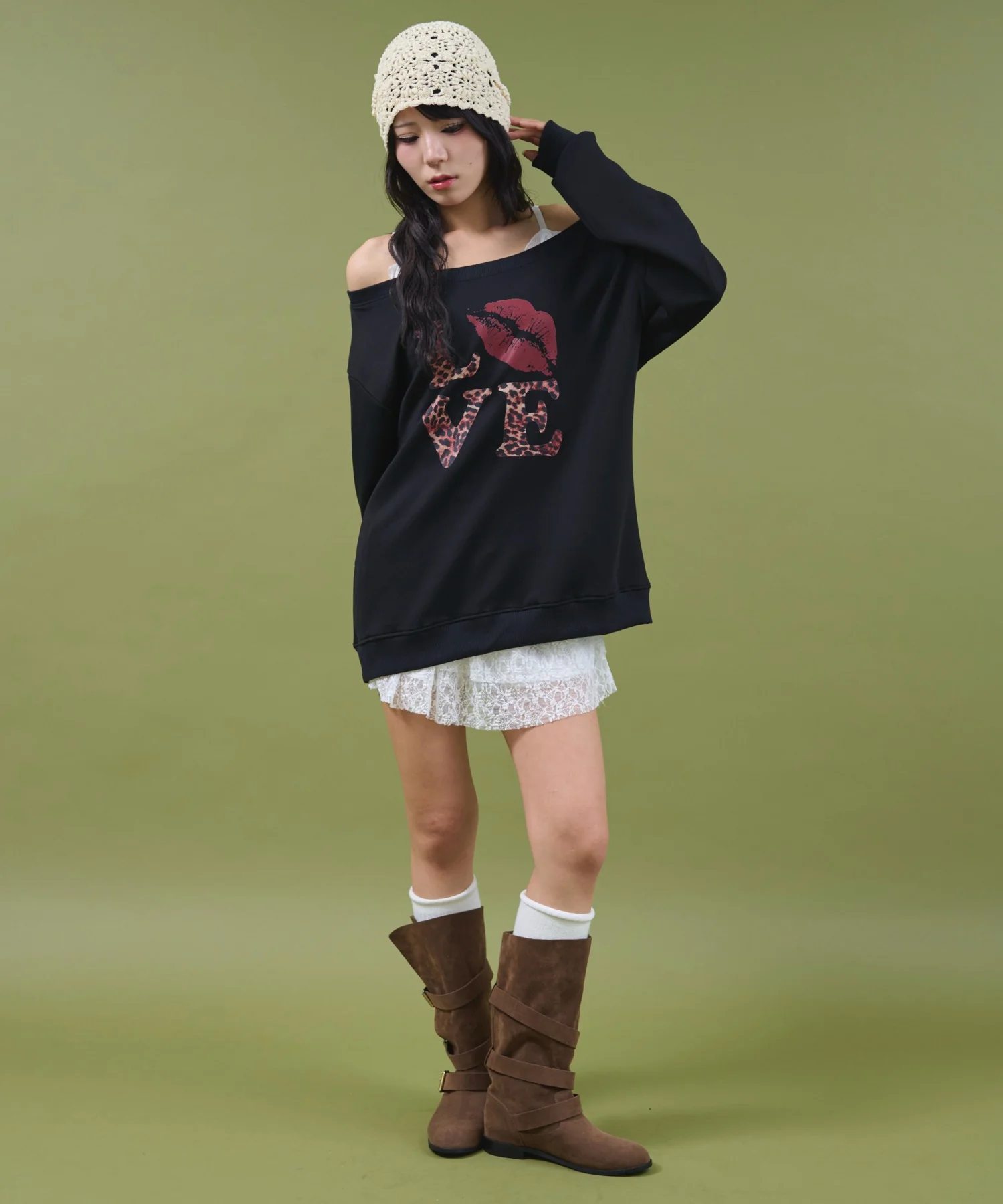 レオパードロゴオフショルSWT - Image 4