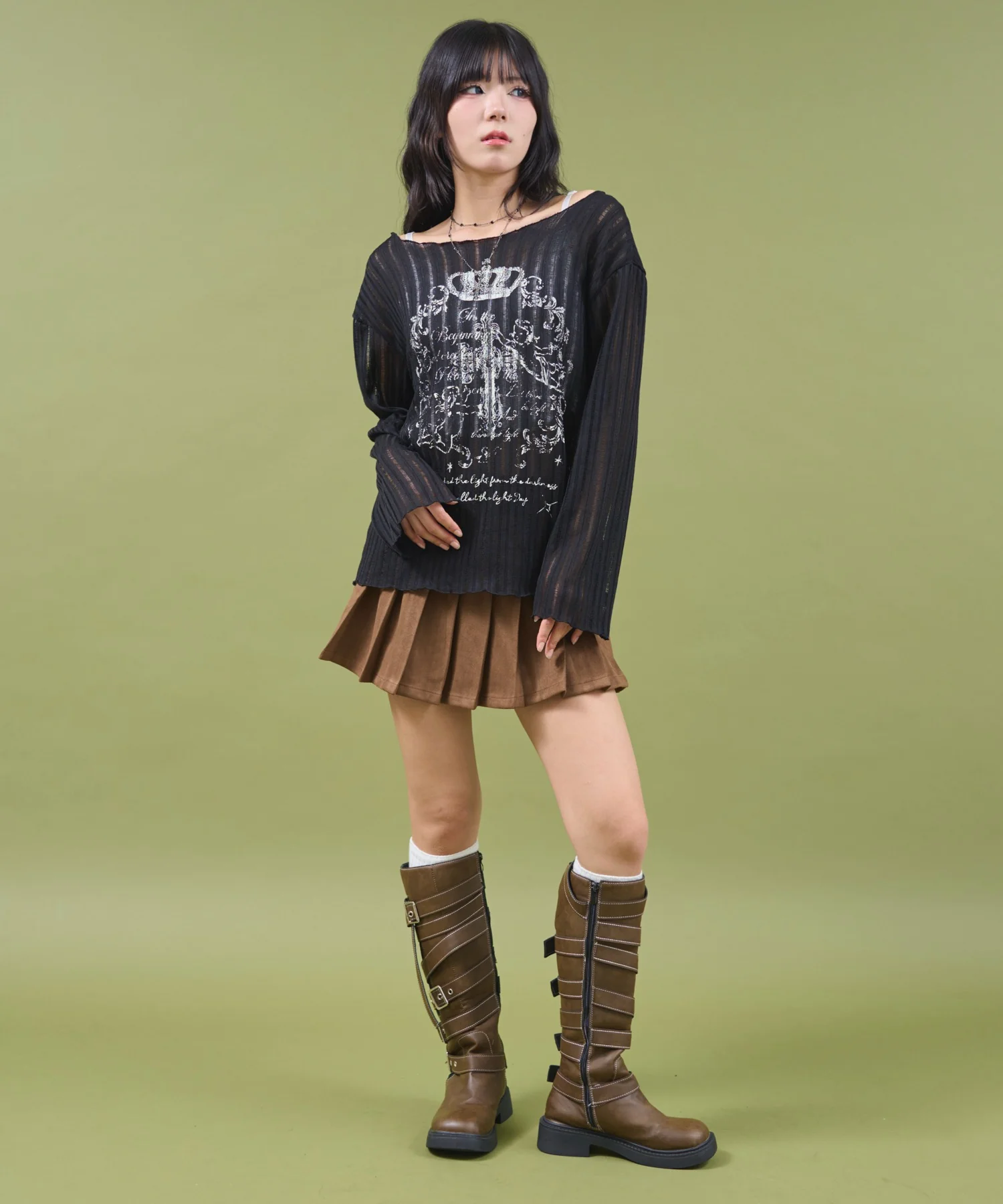 オフショルグラッフィックニット - Image 11