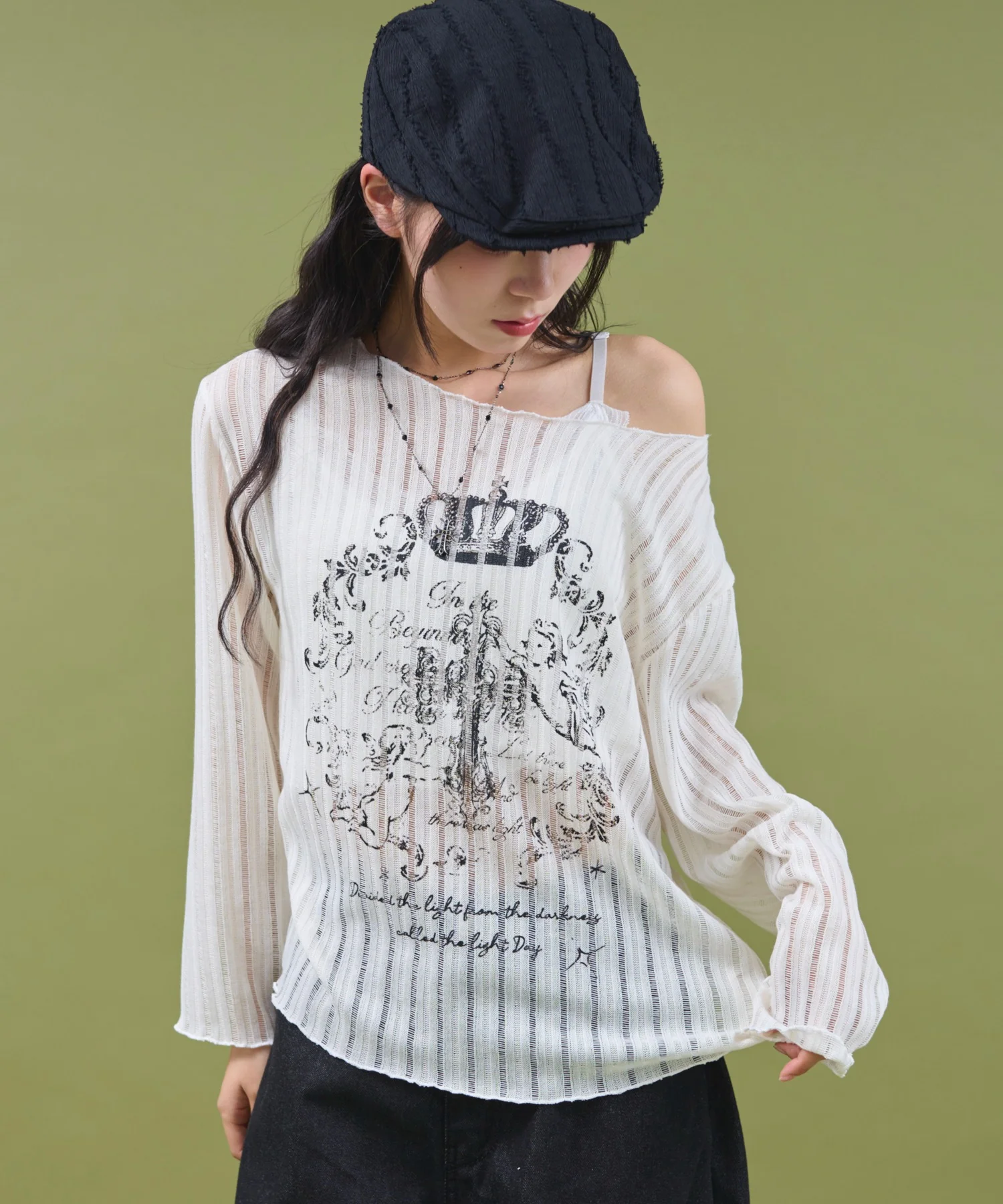 オフショルグラッフィックニット - Image 5