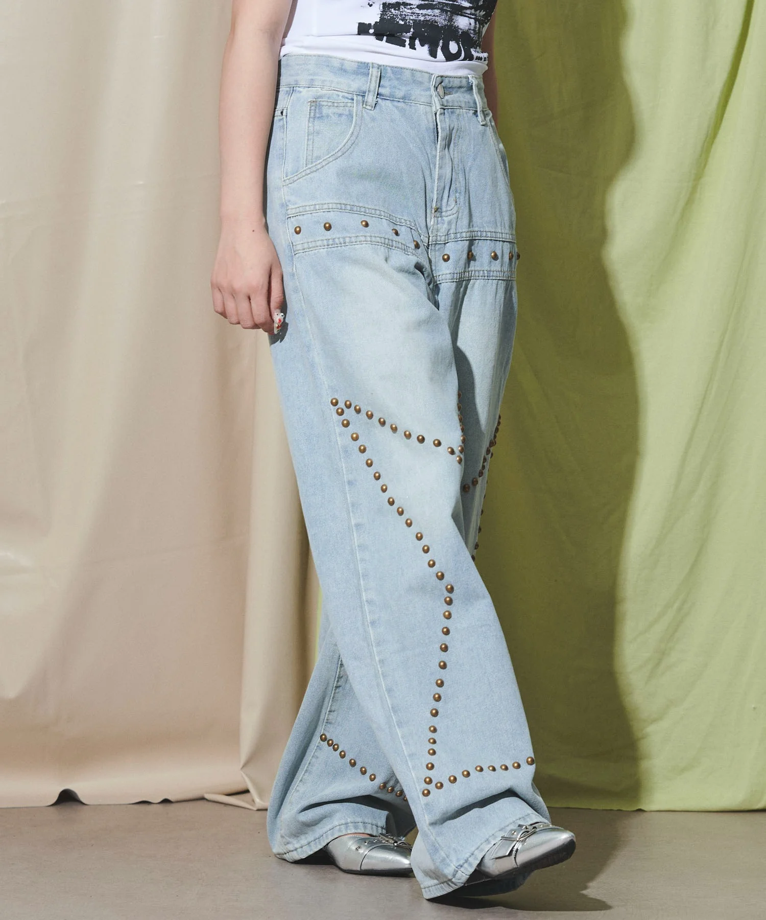 スタッズスターワイドデニムパンツ - Image 9