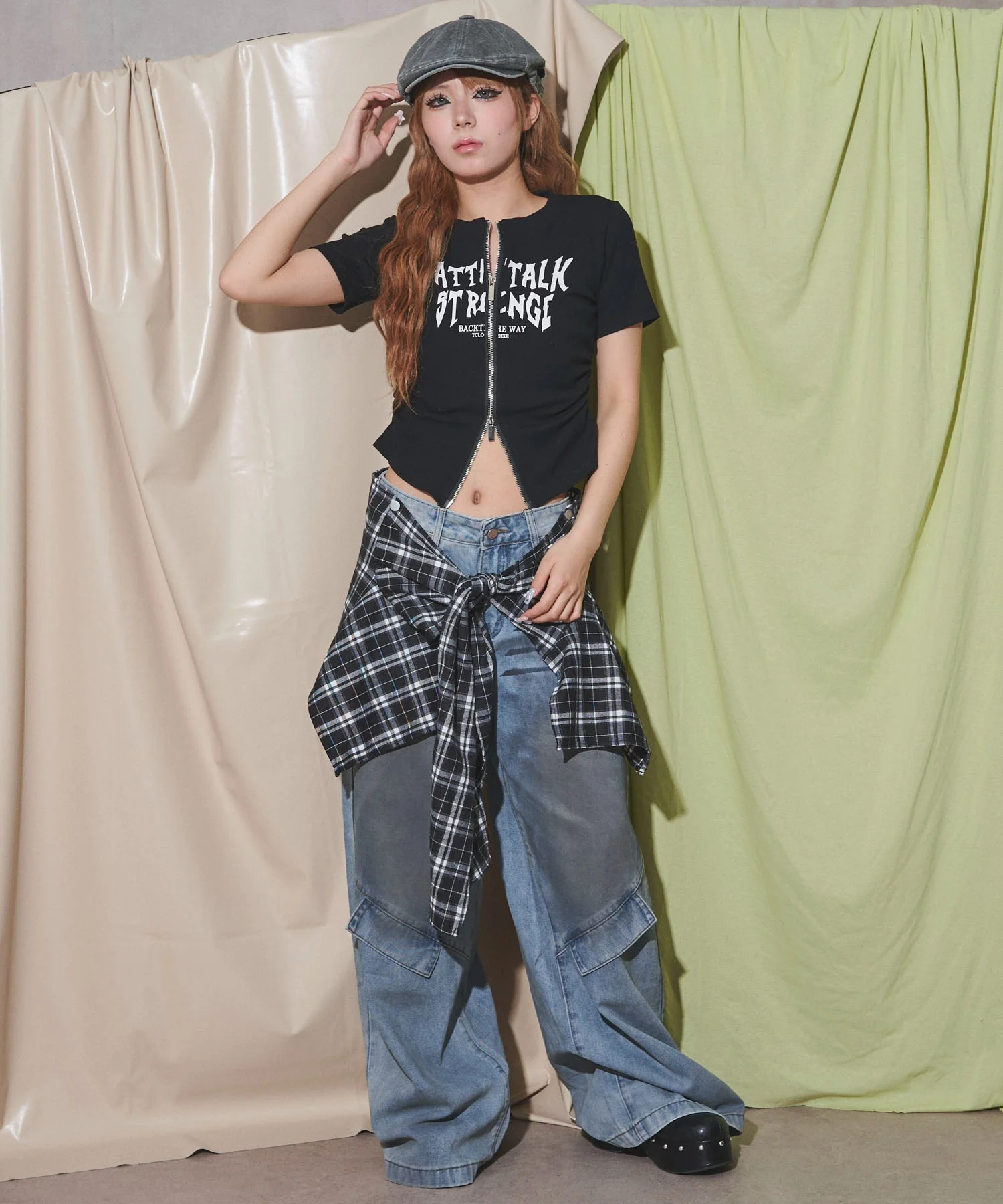 グラフィックロゴWジップSSトップス - Image 4