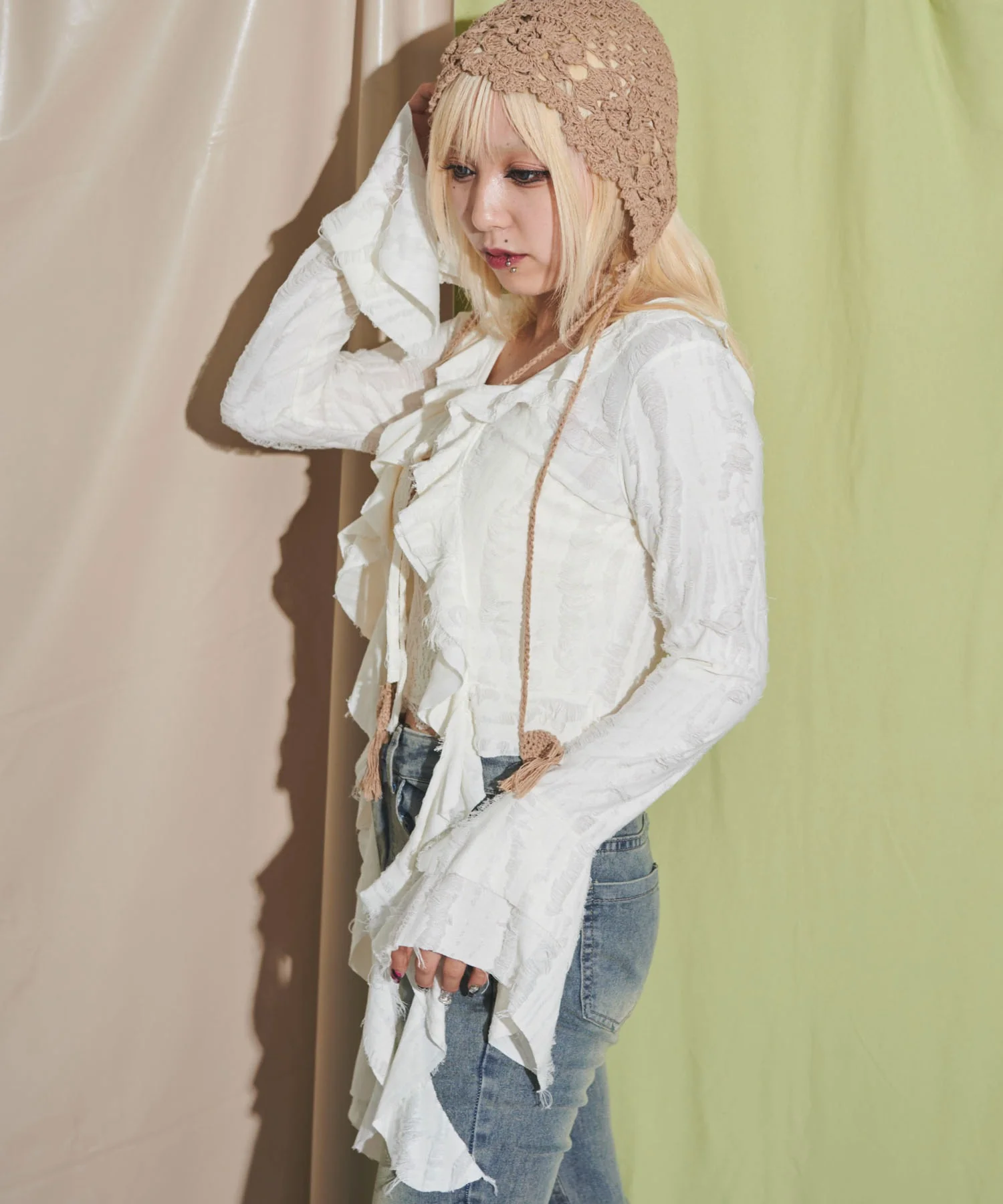 ダメージフリルヘムカーデ - Image 6