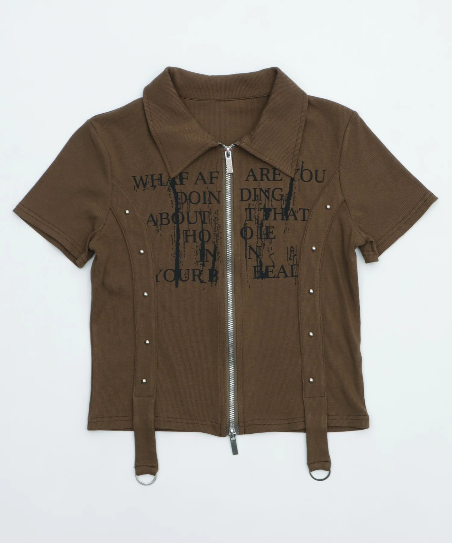 WジップスタッズクロップドSSトップス - Image 12