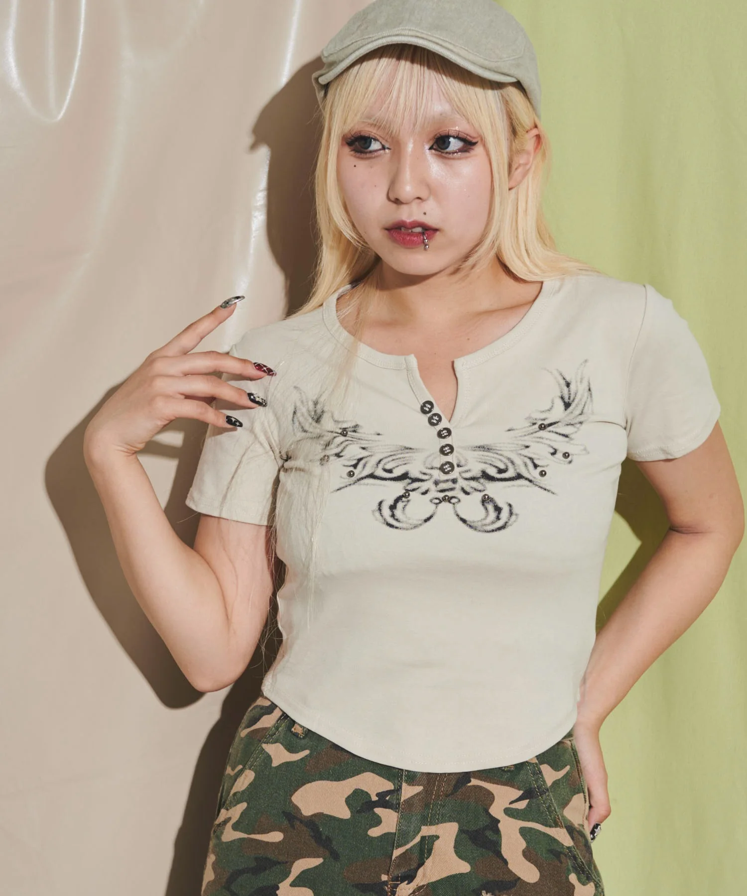 ヘンリーネックドームスタッズT - Image 5