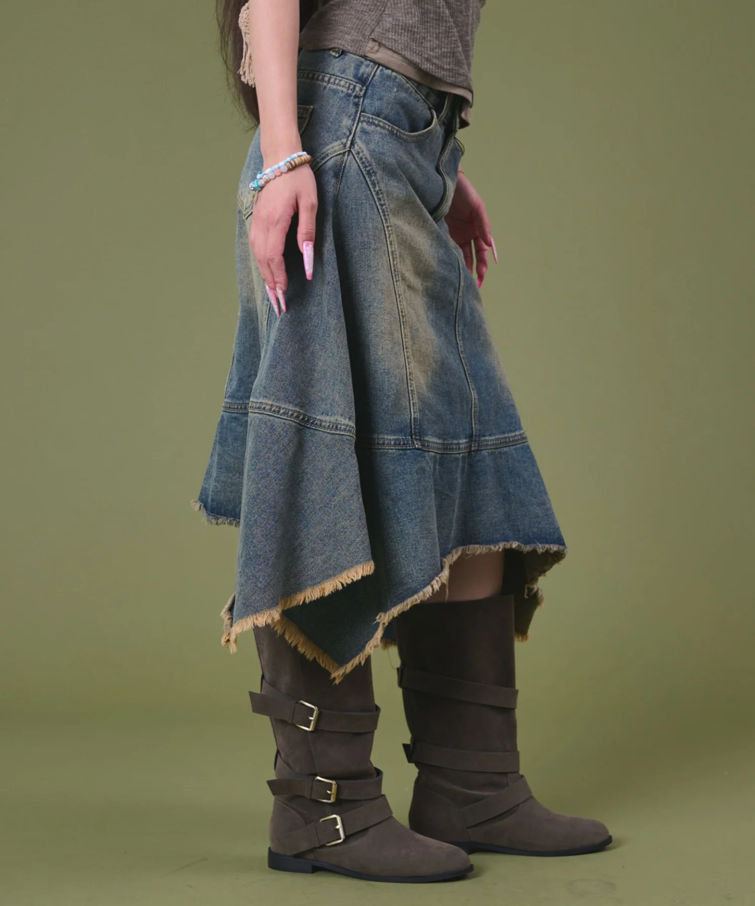 ウオッシュヘムデニムスカート - Image 4