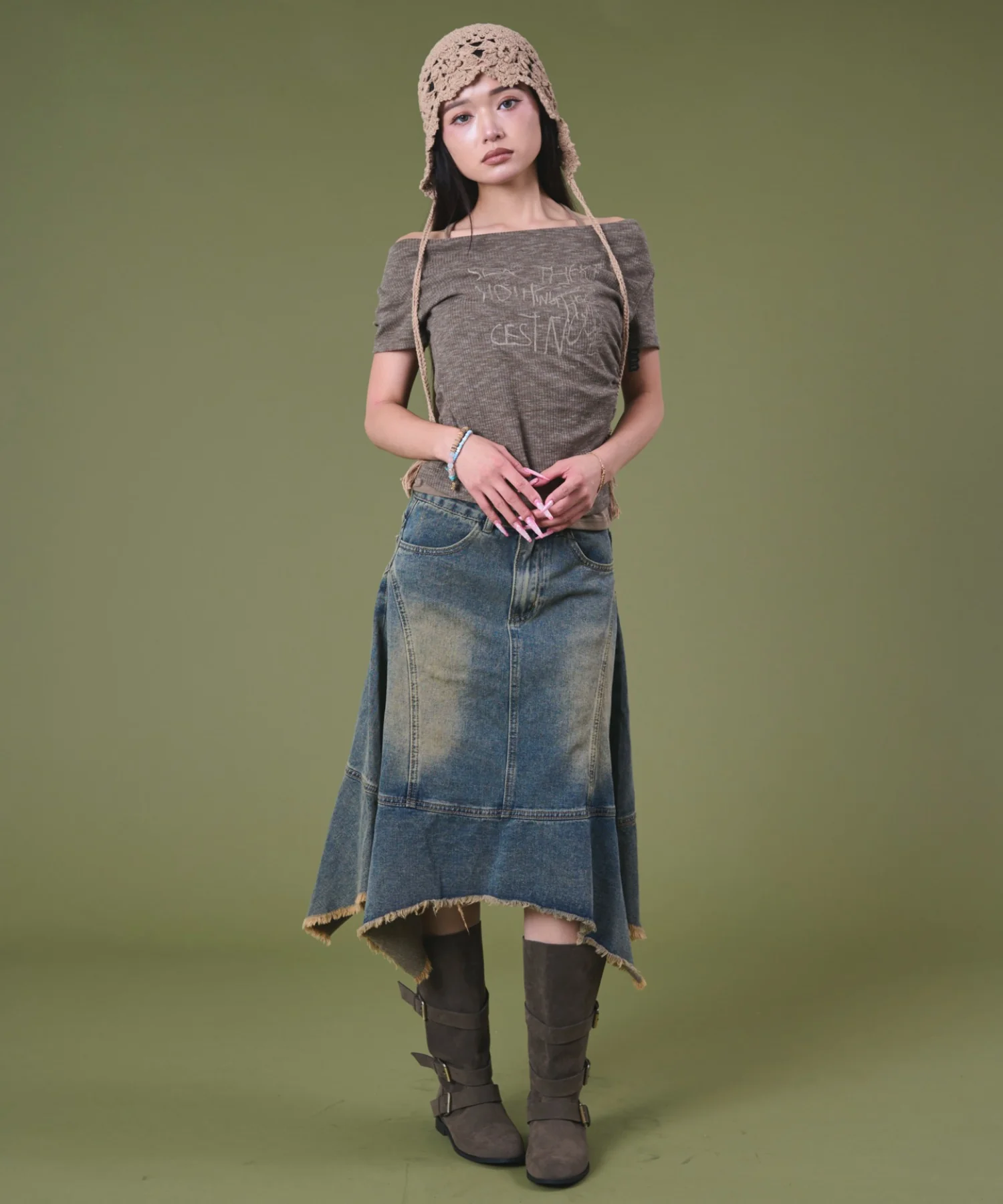 ウオッシュヘムデニムスカート - Image 6