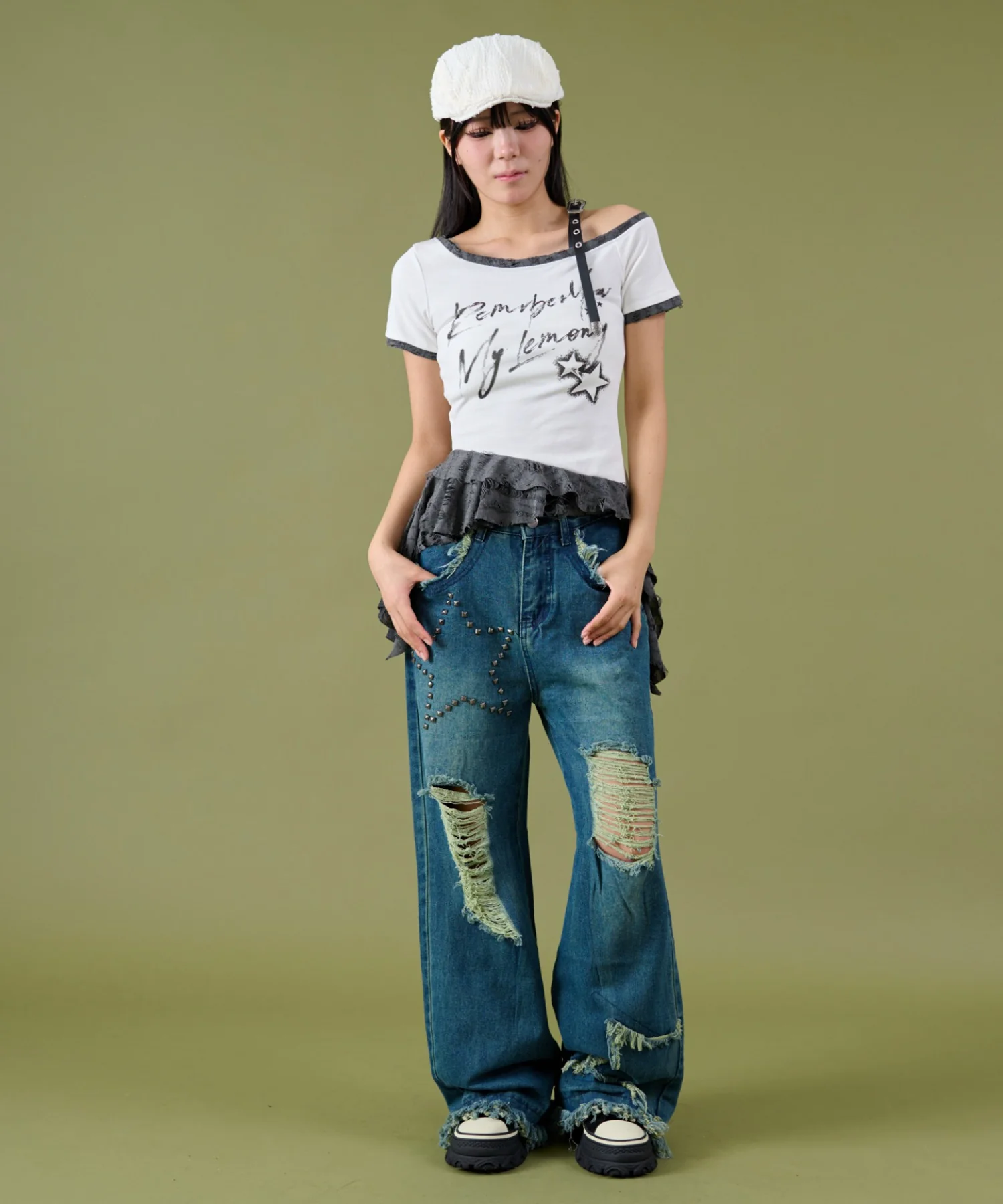スタッズスターダメージデニム - Image 6