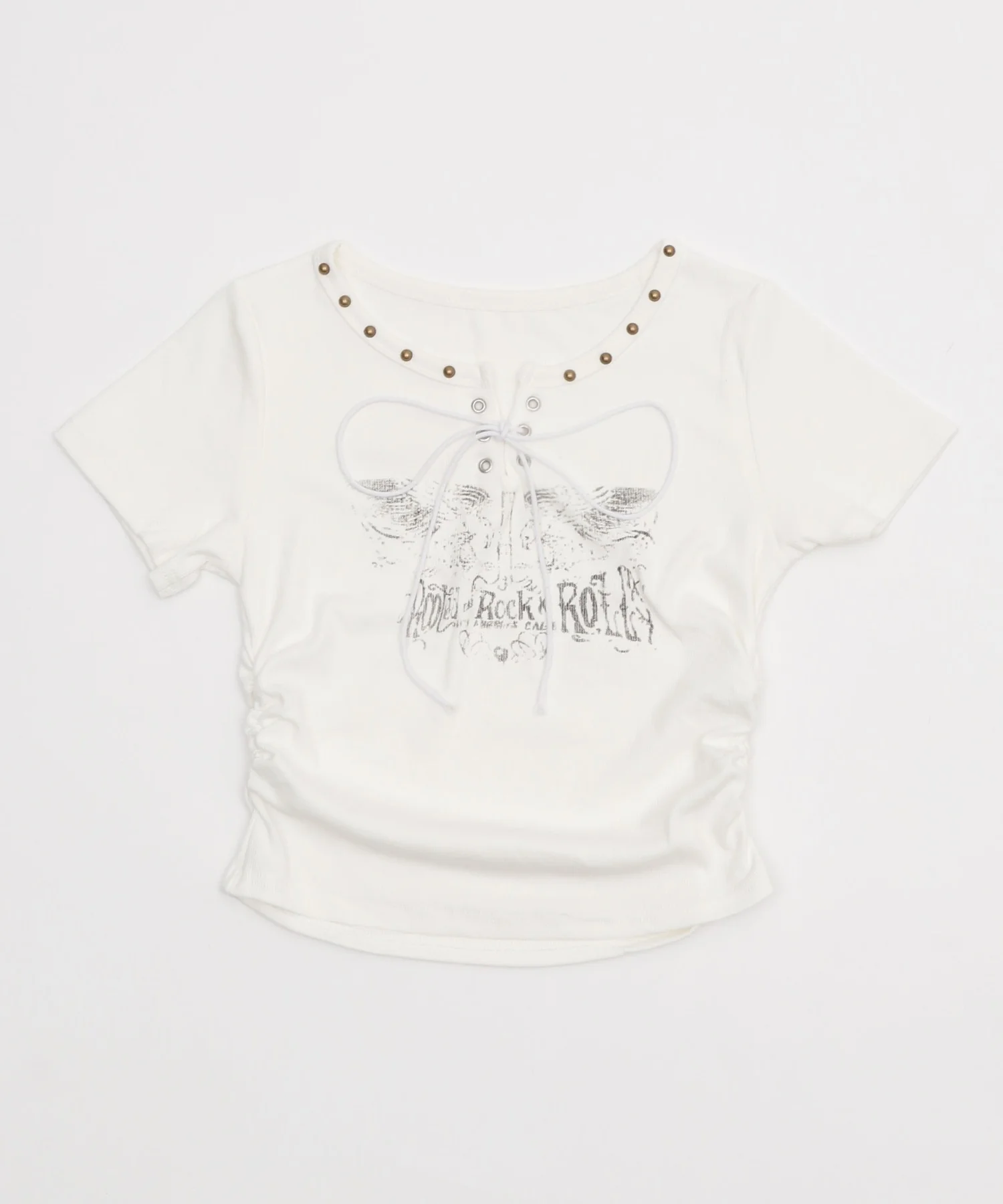 スタッズサイドギャザープリントT - Image 17