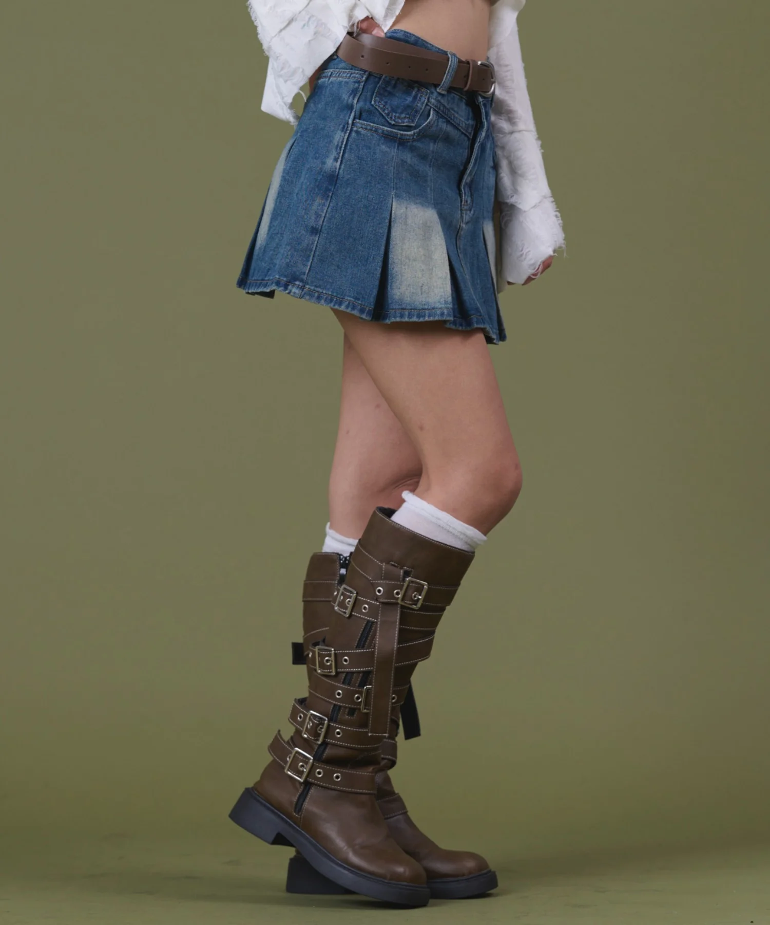 タックプリーツデニムミニスカパン - Image 11