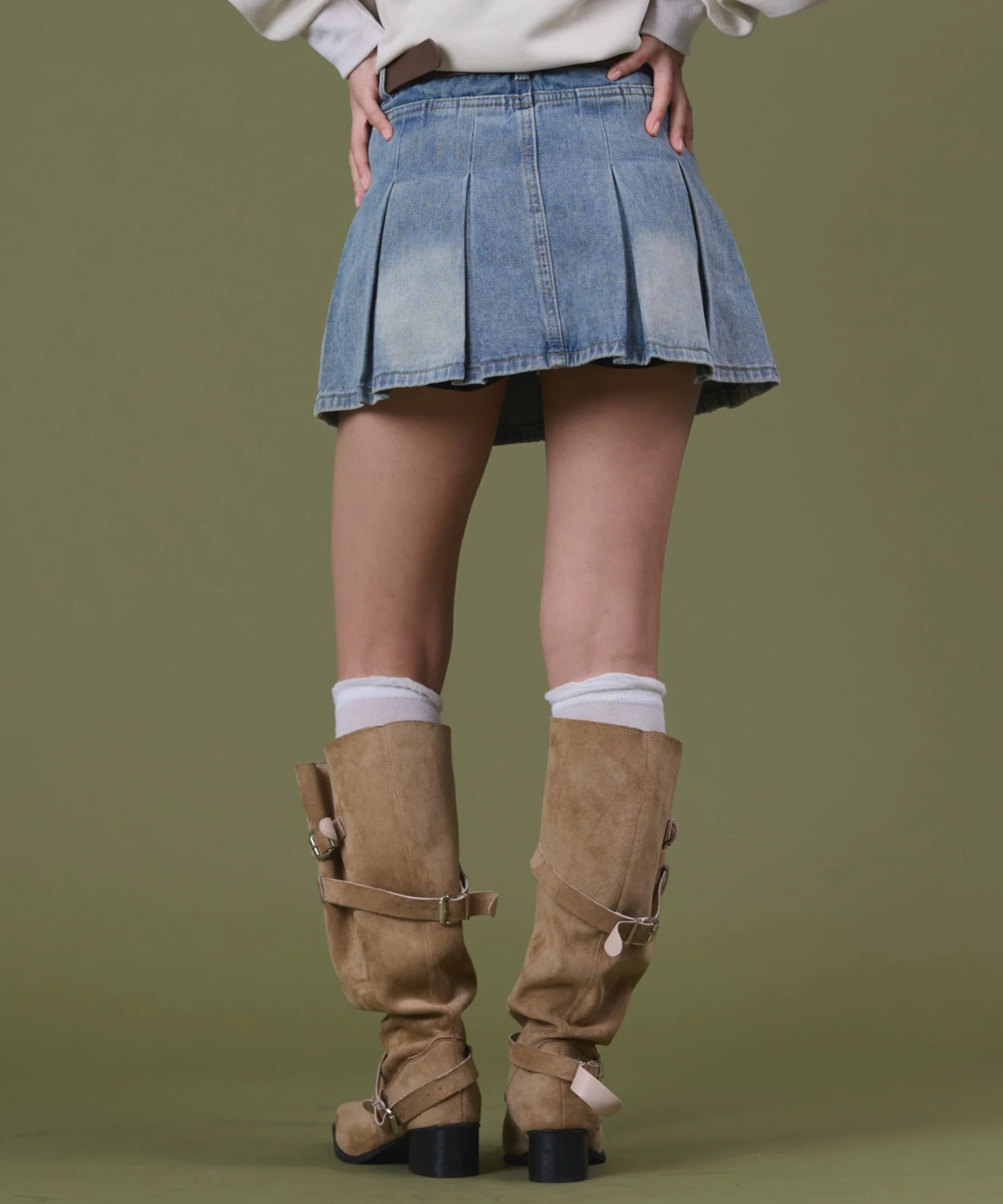 タックプリーツデニムミニスカパン - Image 7